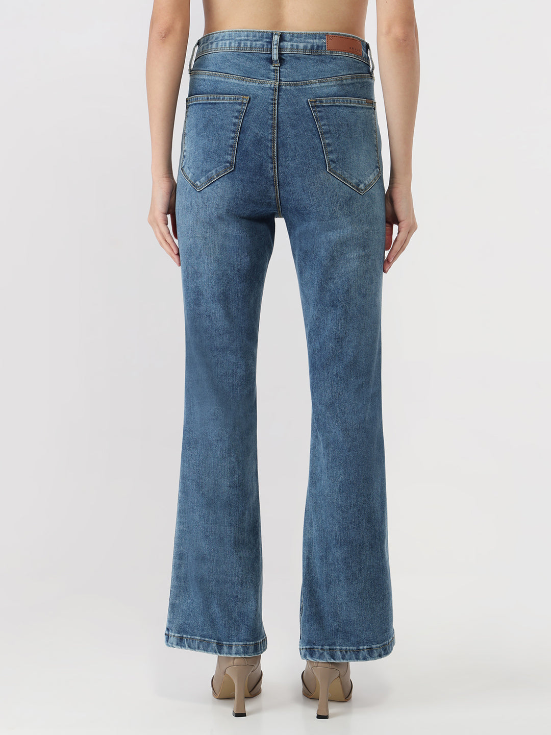Women Blue High-Rise Mini Flare Jeans
