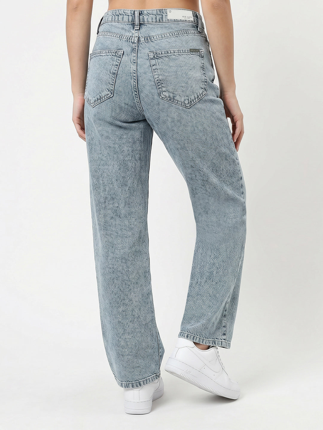 Women Light Blue High-Rise Straight Fit Jeans