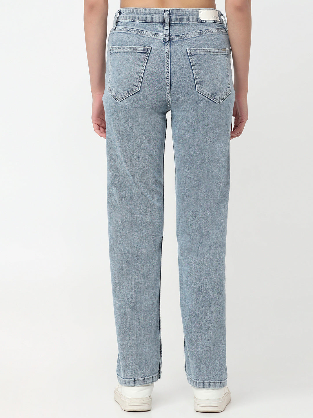 Women Light Blue High-Rise Slim Straight Fit Jeans