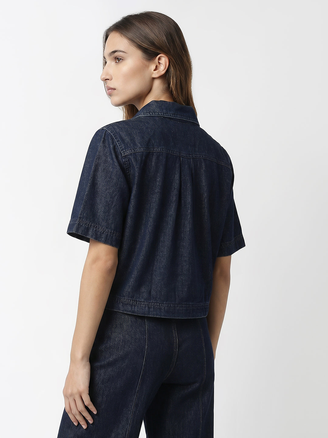 Women Dark Blue Denim Shirt
