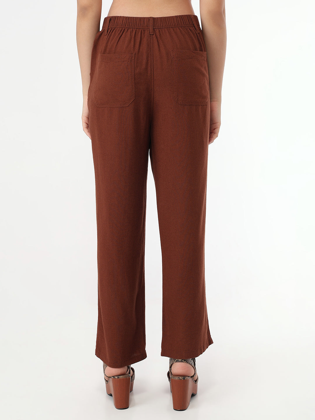 Women Sepia Loose Straight Fit Pants