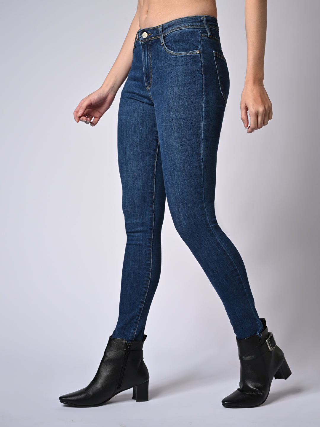 Women Dark Blue High-Rise Skinny Jeans