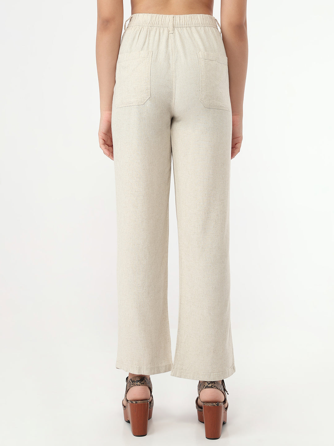 Women Light Natural Loose Straight Pants