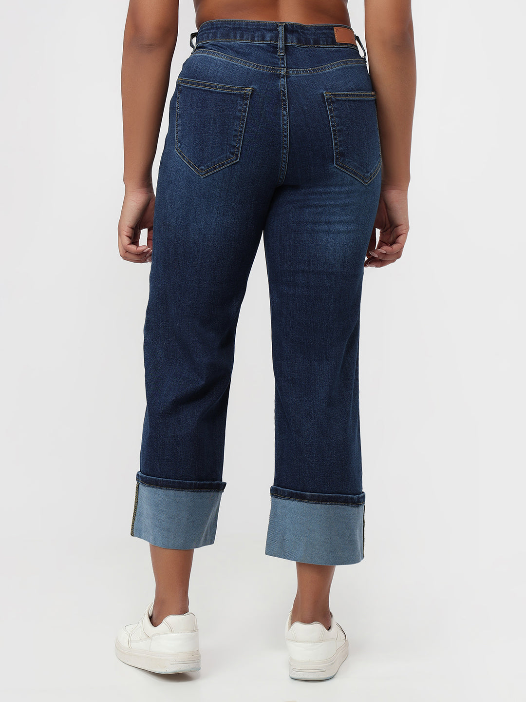 Women Blue High-Rise Crop Straight Fit Jeans