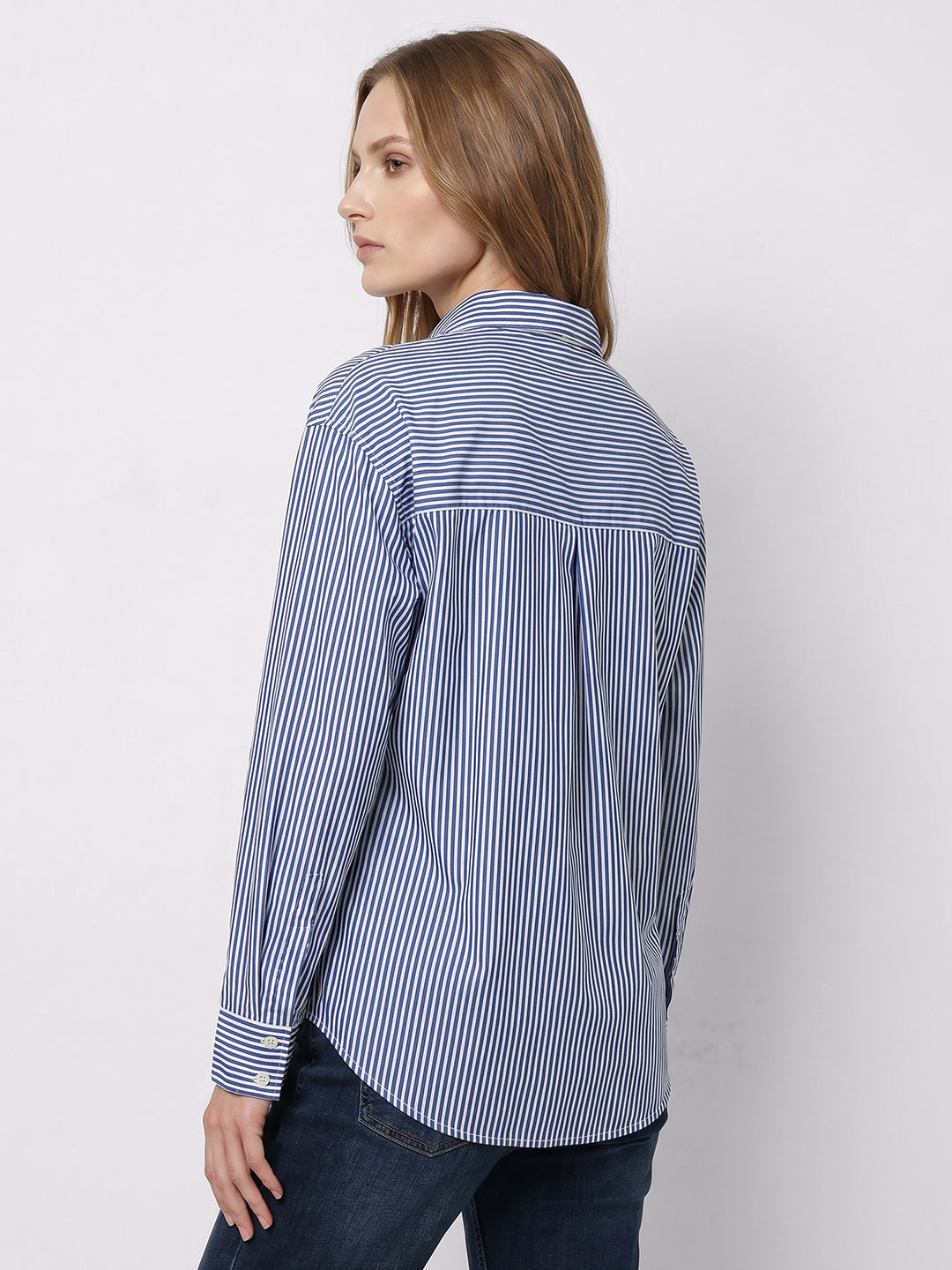 Women Electric Blue/White Oversize Shirt