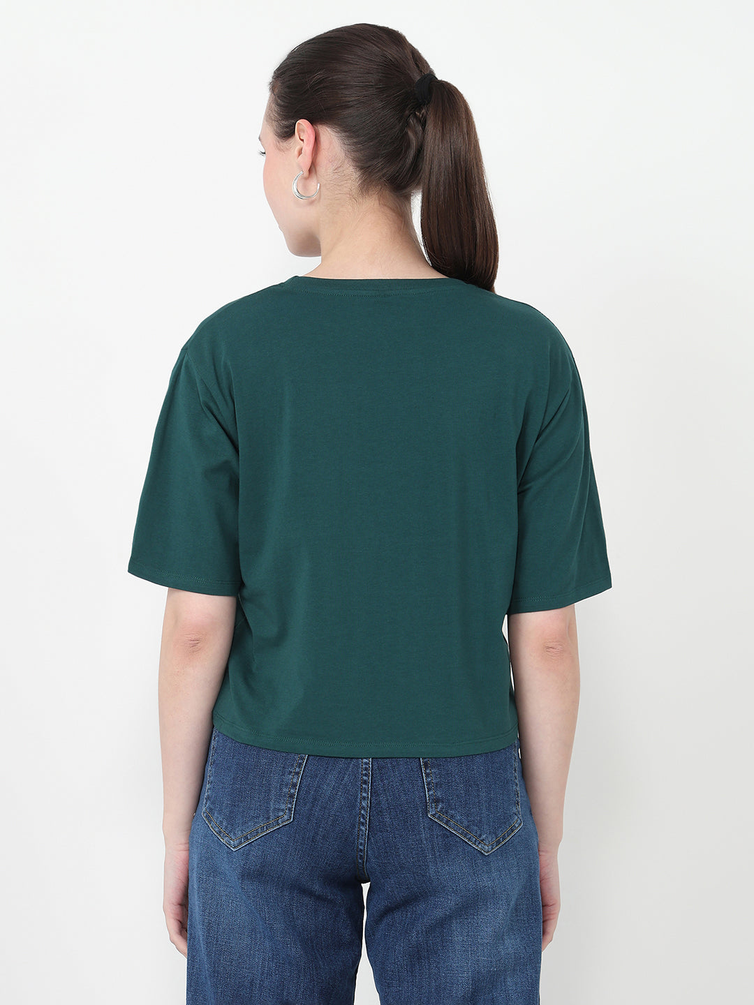 Women Graphic Crop Slim Fit Tees