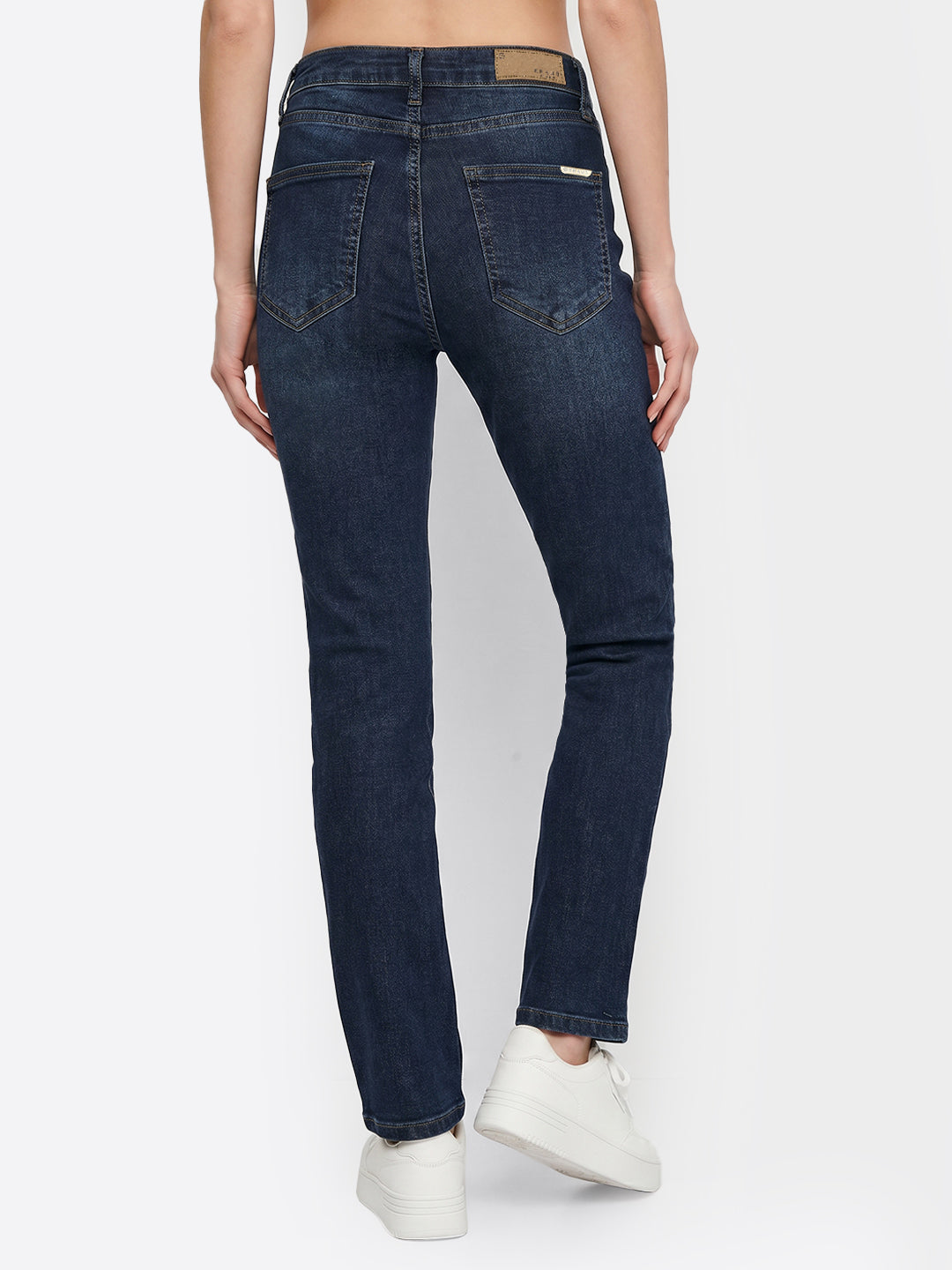 Women Blue High-Rise Slim Straight Fit Jeans