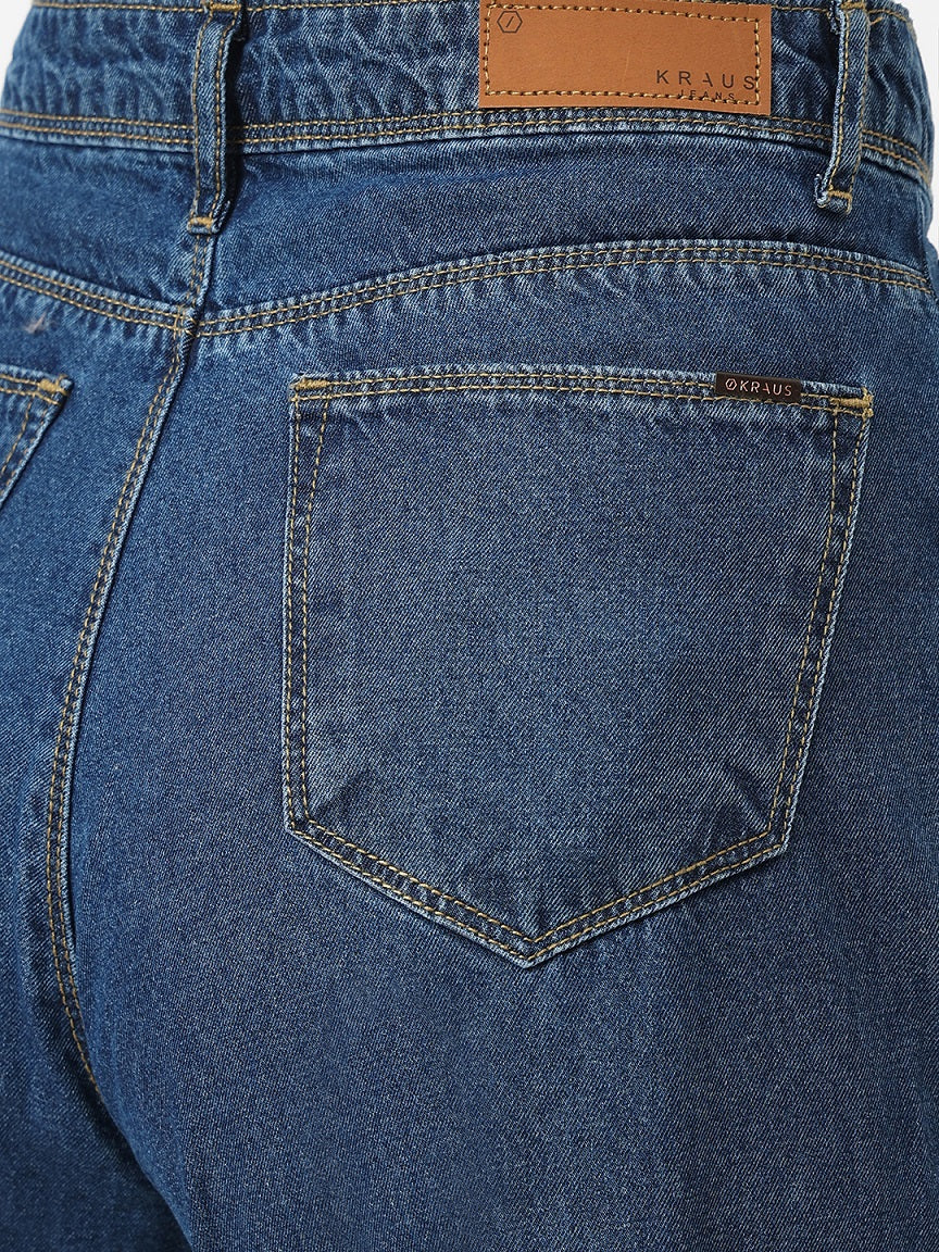Women Blue High-Rise Wide Leg Jeans