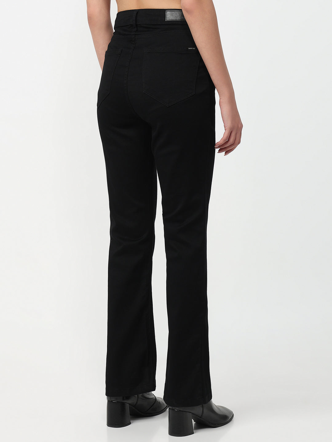 Women Black High-Rise Mini Flare Jeans