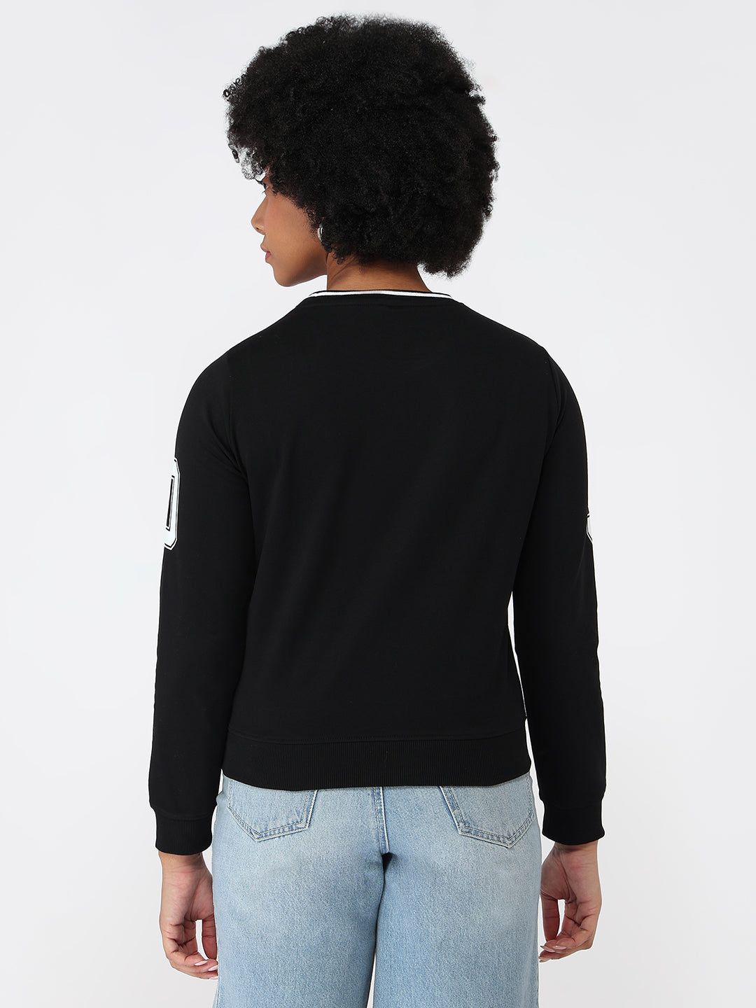 Women Black Slim Fit Sweatshirt