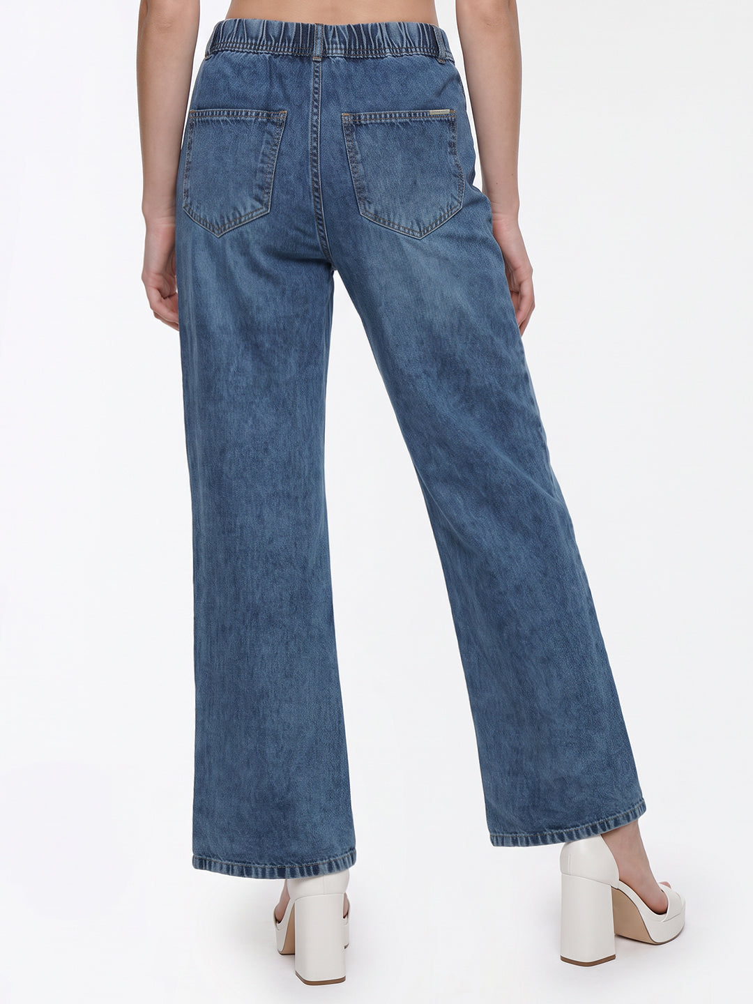Blue High-Rise Super Wide Leg Jeans