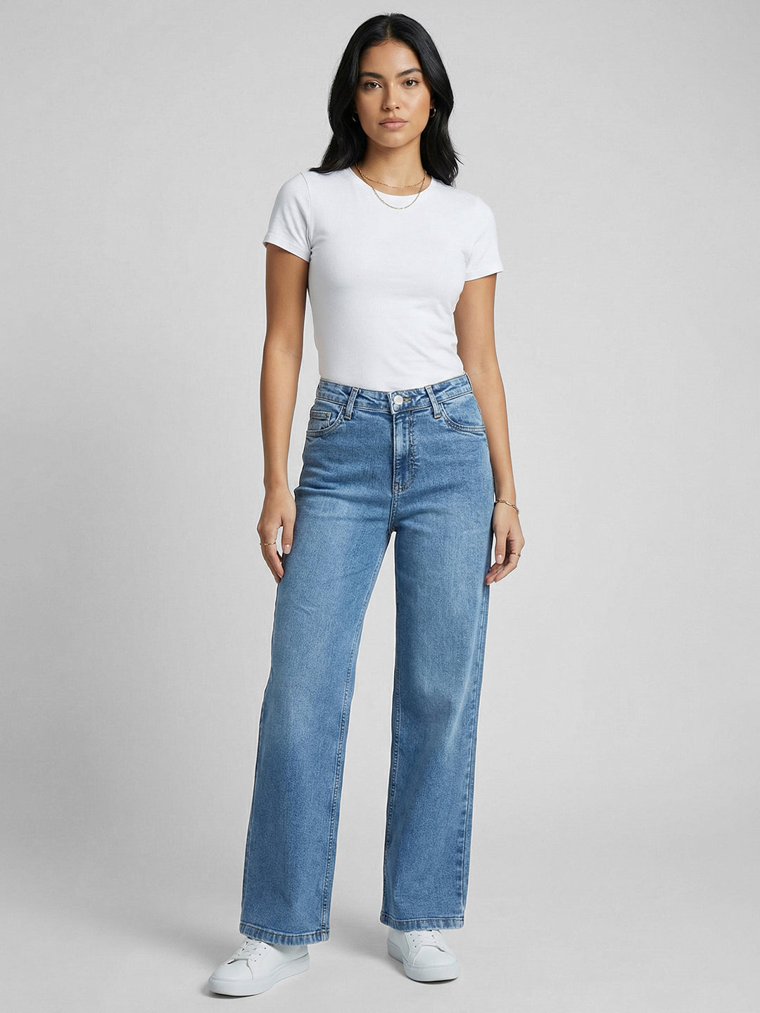 Women Blue High-Rise Baggy Jeans