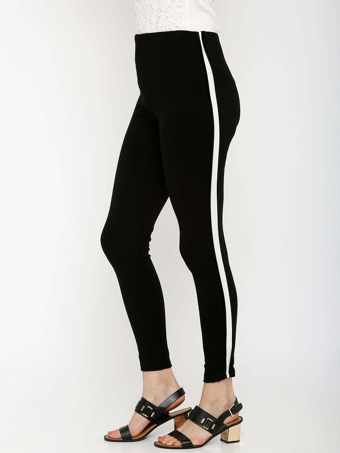 Women Black High-Rise Treggings