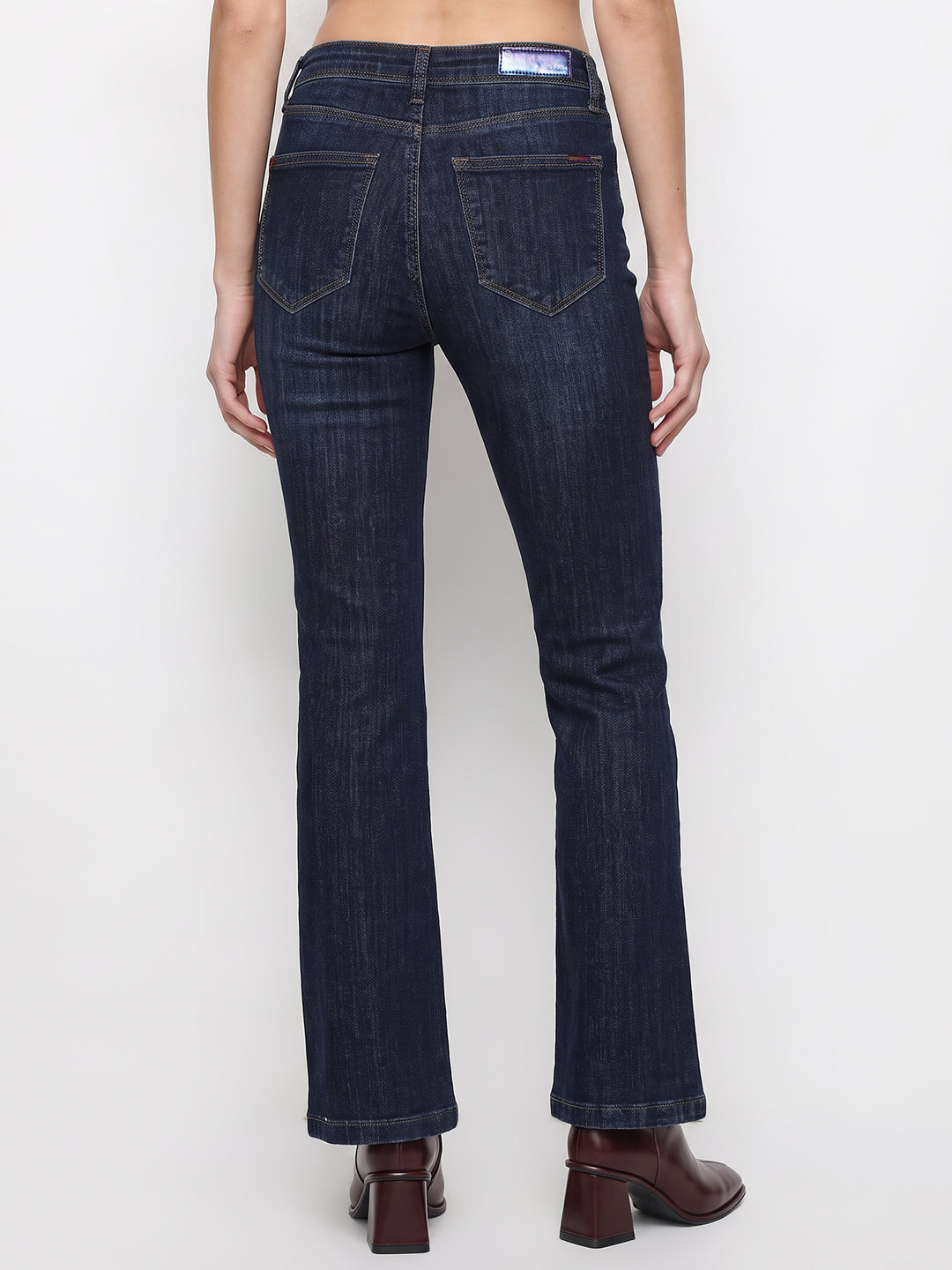 Women Dark Blue High-Rise Flare Jeans