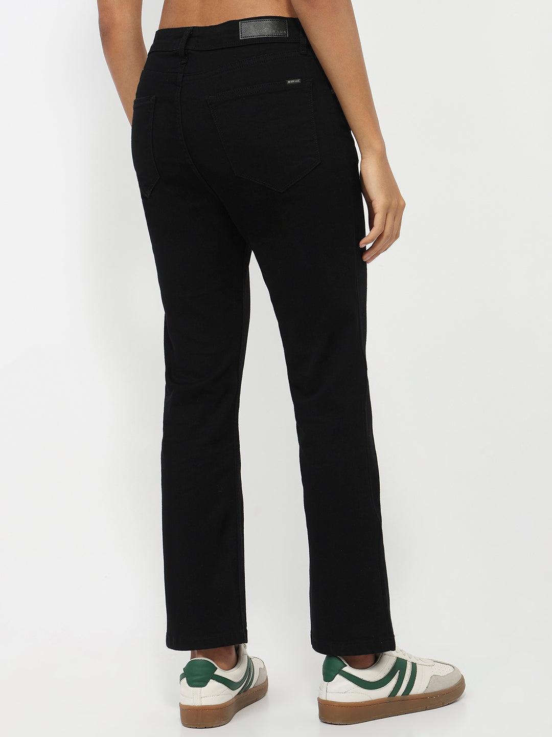 Women Black High-Rise Crop Flare Jeans