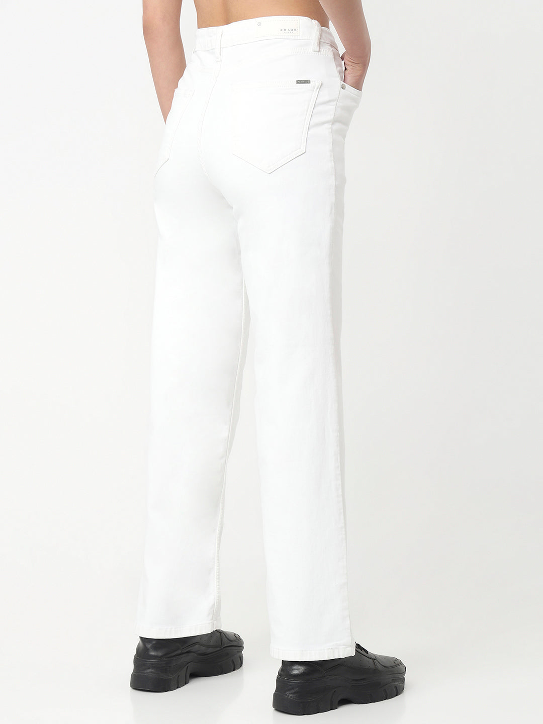 Women White High-Rise Wide Leg Jeans
