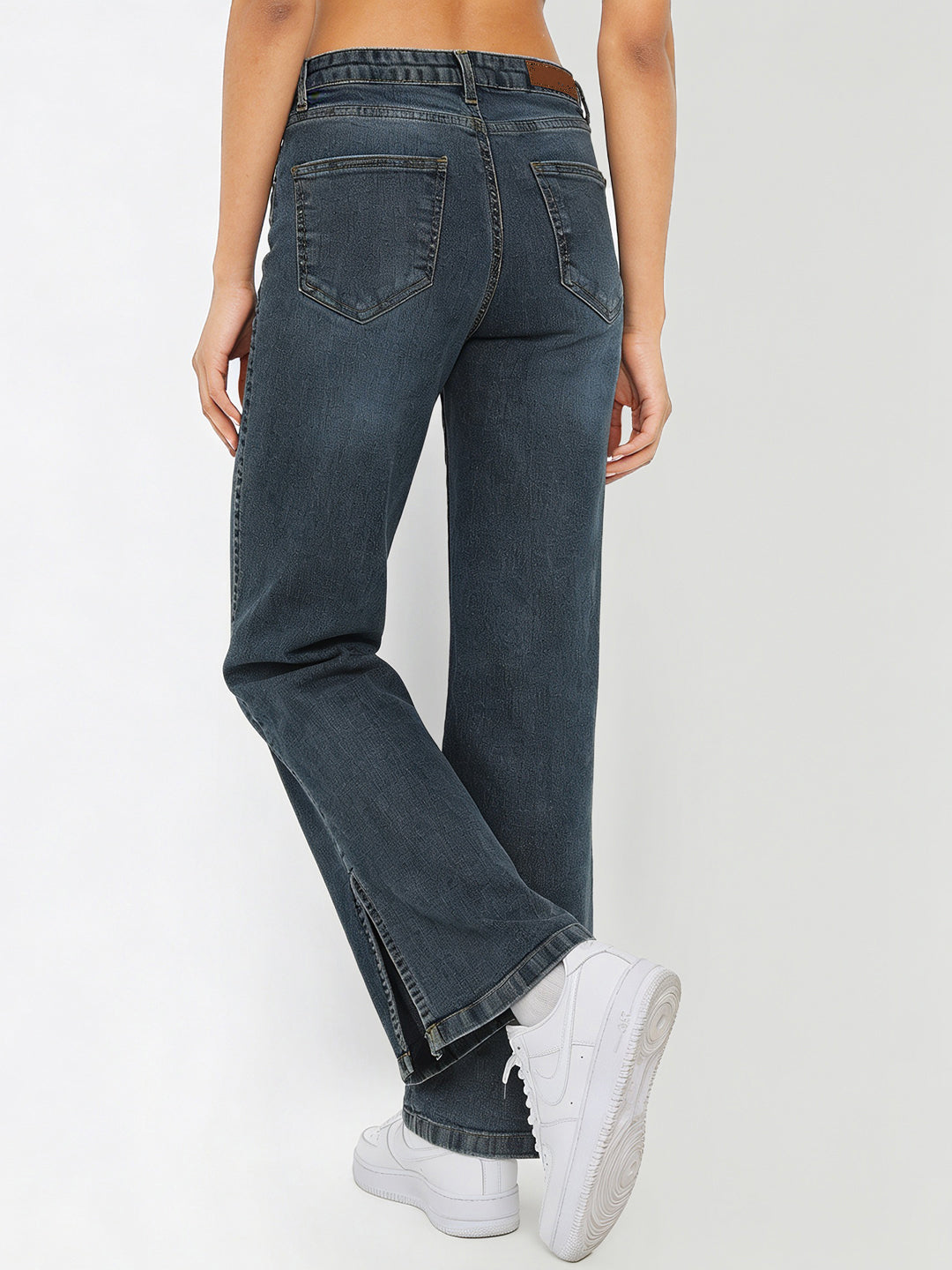 Women Blue High-Rise Wide Leg Jeans