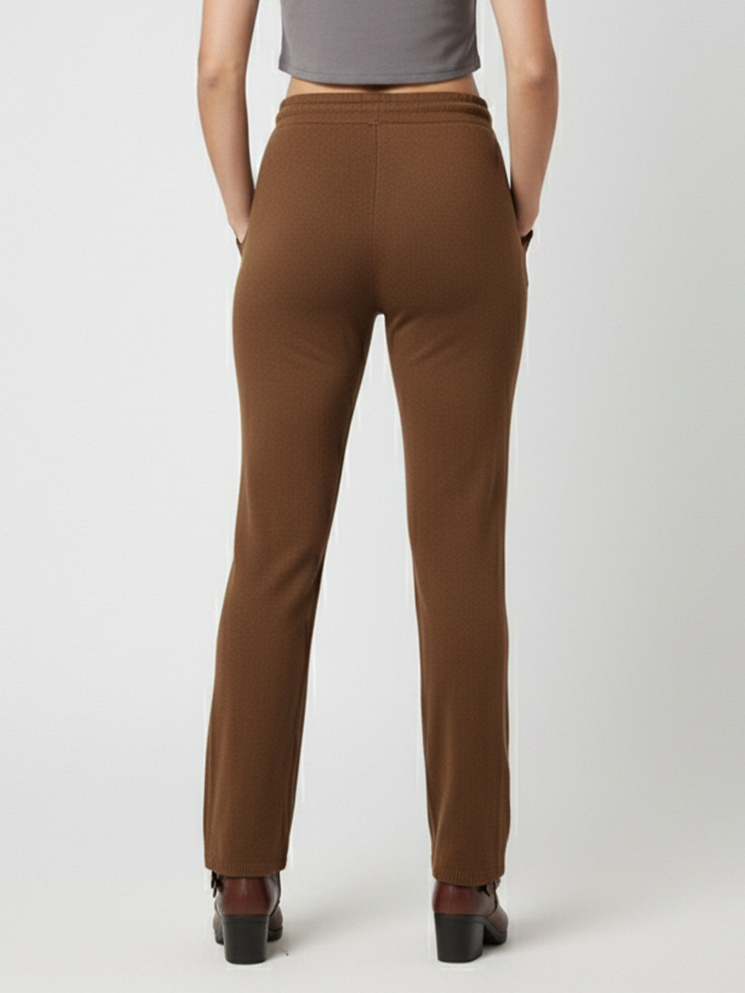 Women Sepia High-Rise Loose Straight Pants