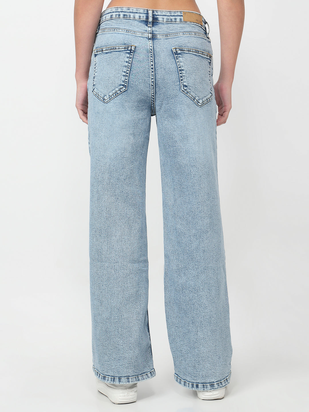 Women Light Blue High-Rise Super Wide Leg Jeans