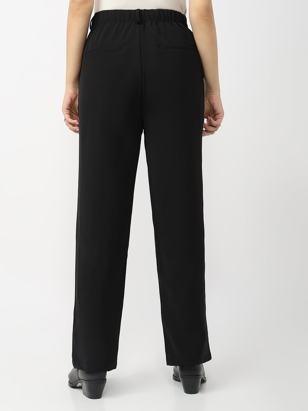 Black High-Rise Straight Fit Korean Pants