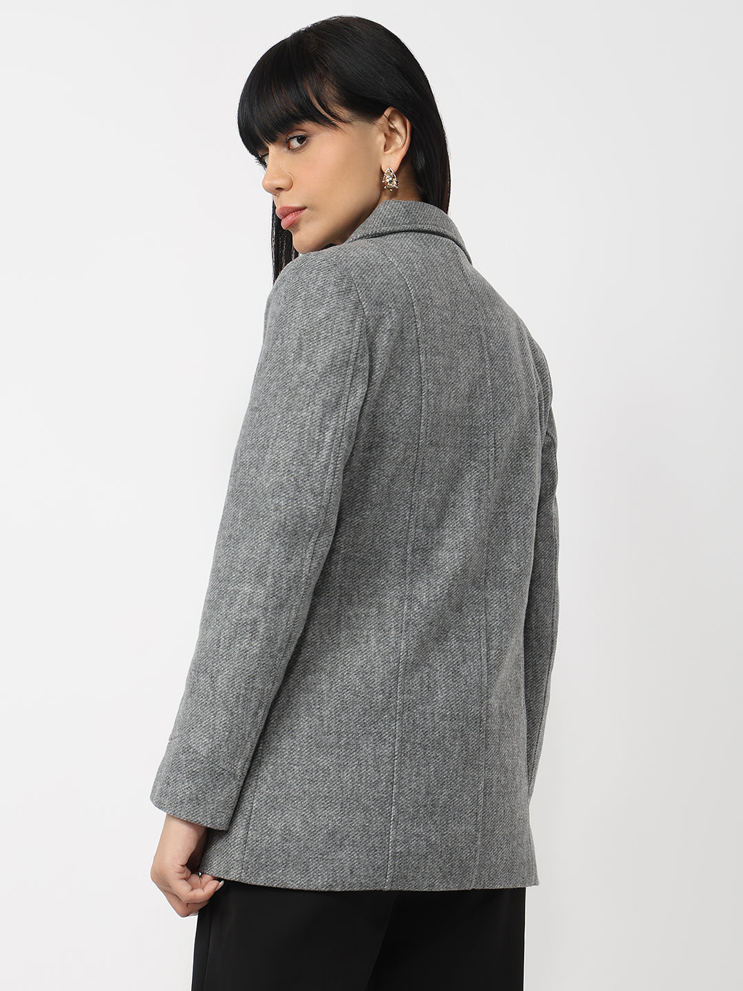 Women Grey Slim Fit Coat