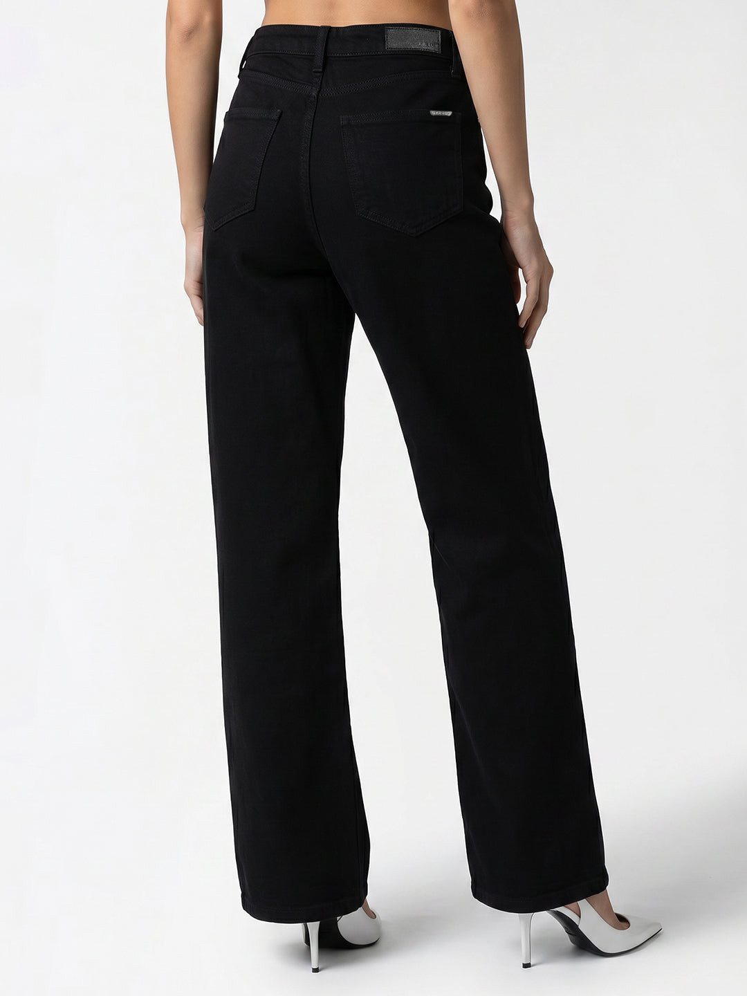 Women Black High-Rise Super Wide Leg Jeans