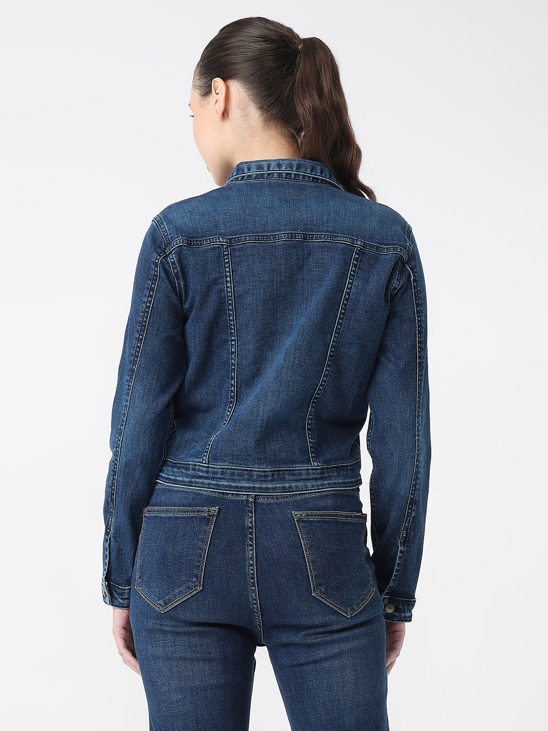 Women Dark Blue Slim Fit Jacket
