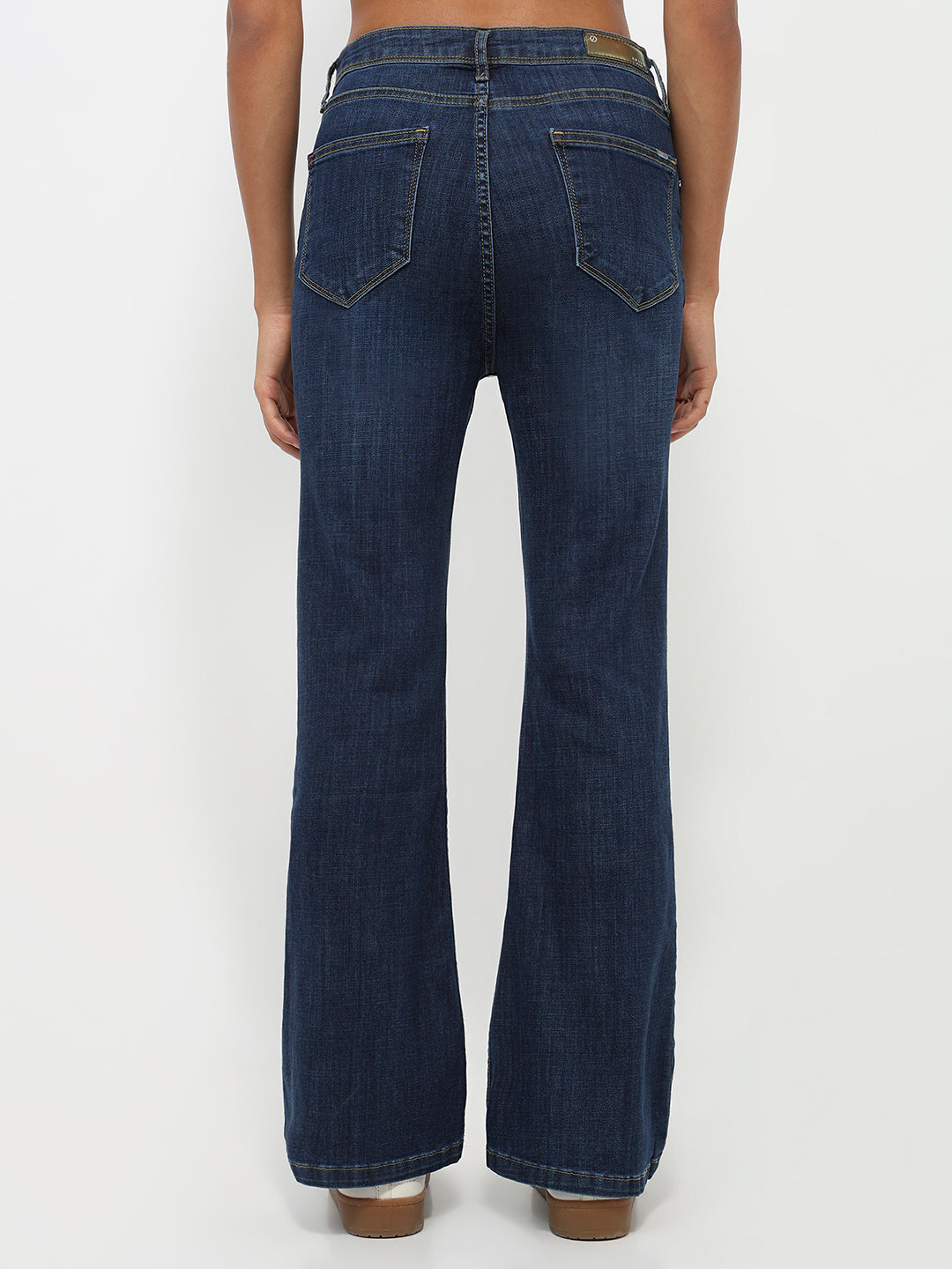 Women Dark Blue High-Rise Flare Jeans