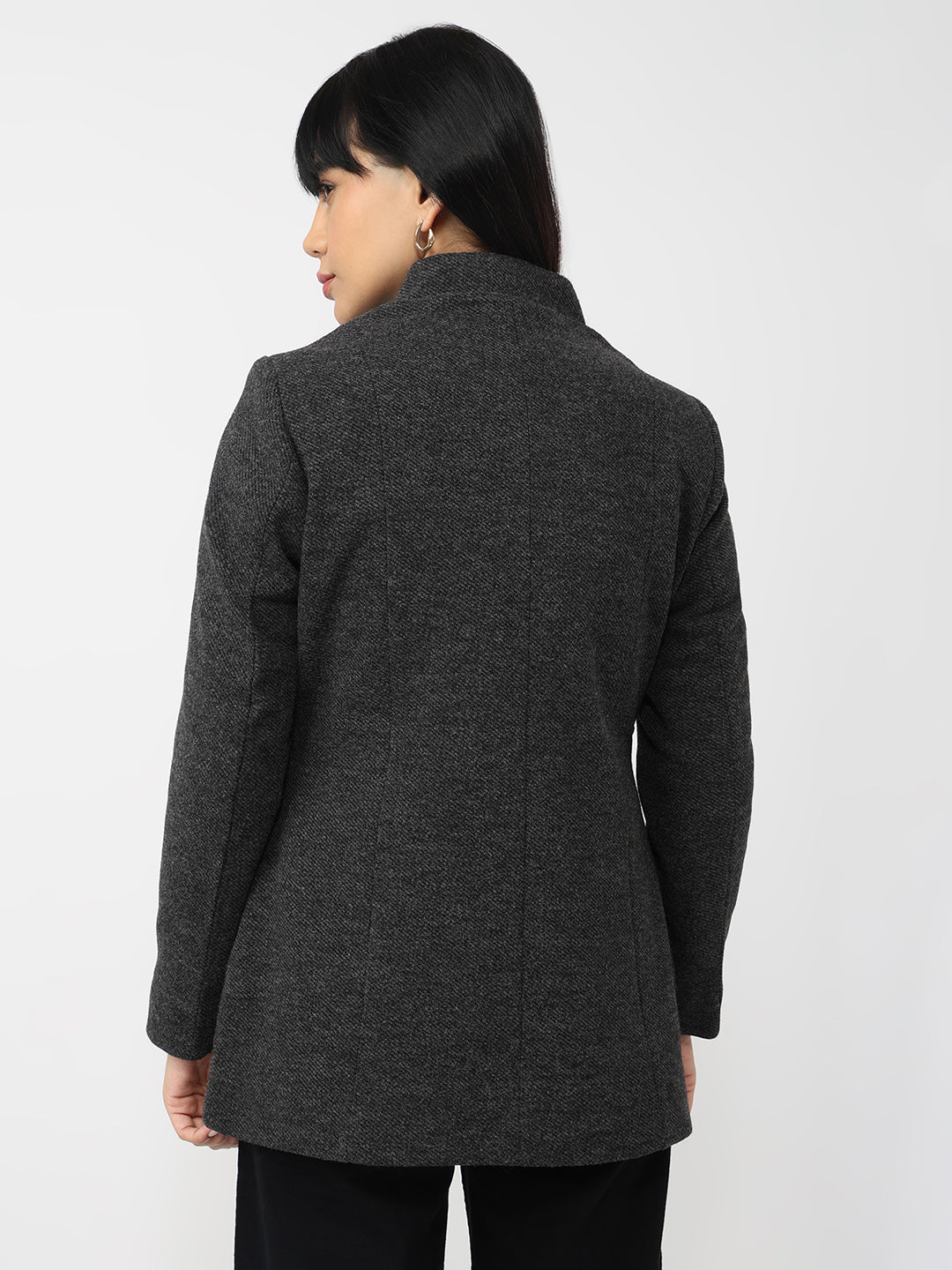 Women Charcoal Slim Fit Coat