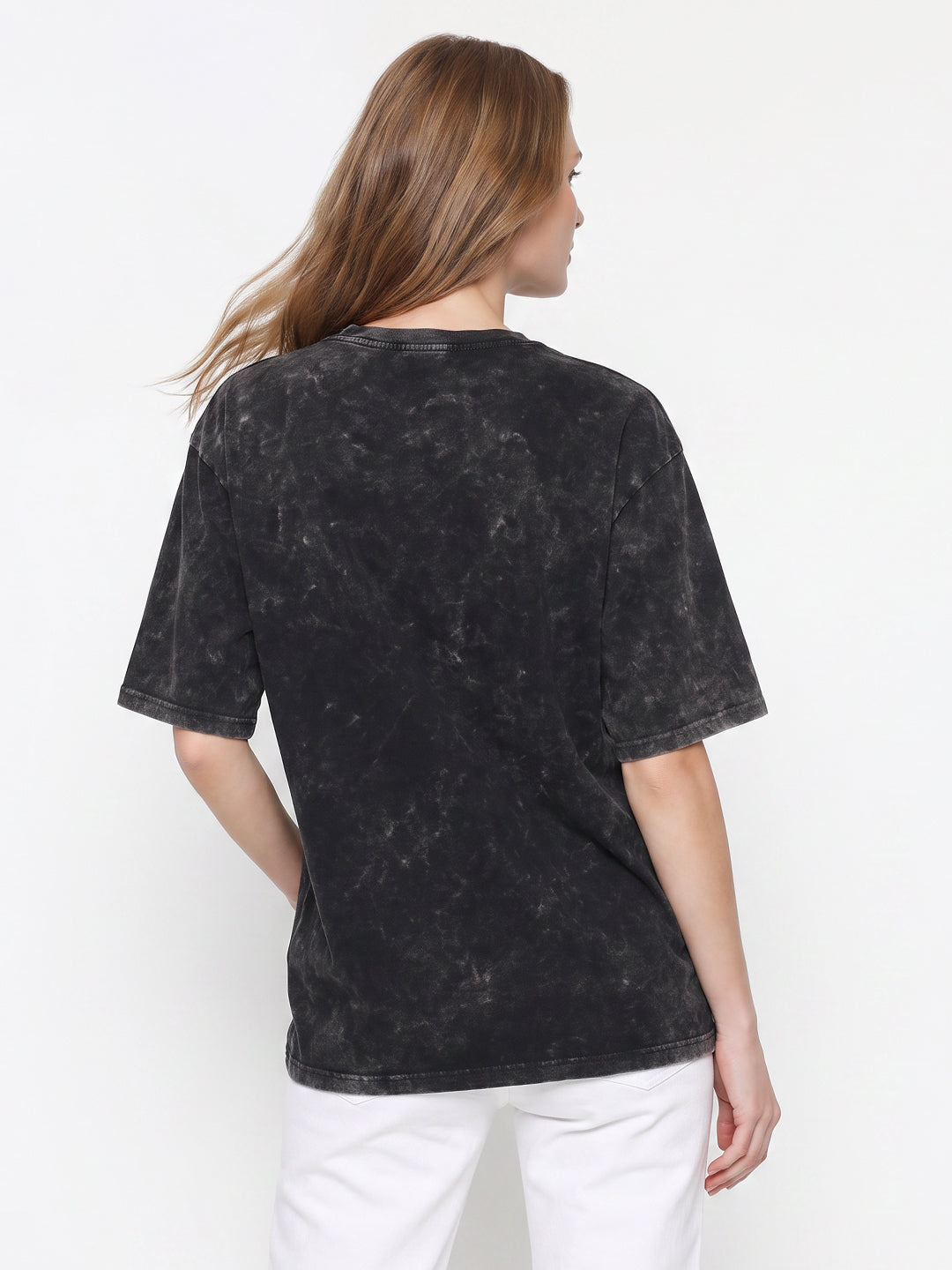 Women Black Cold Wash Oversized T-Shirt