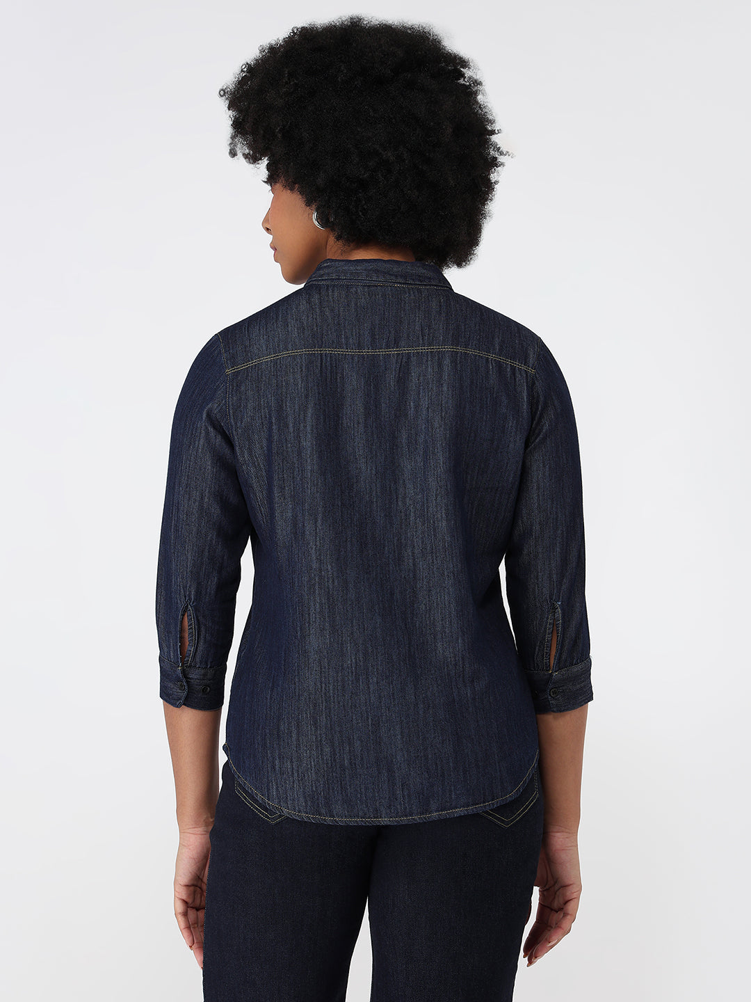 Women Dark Blue Slim Fit Shirt