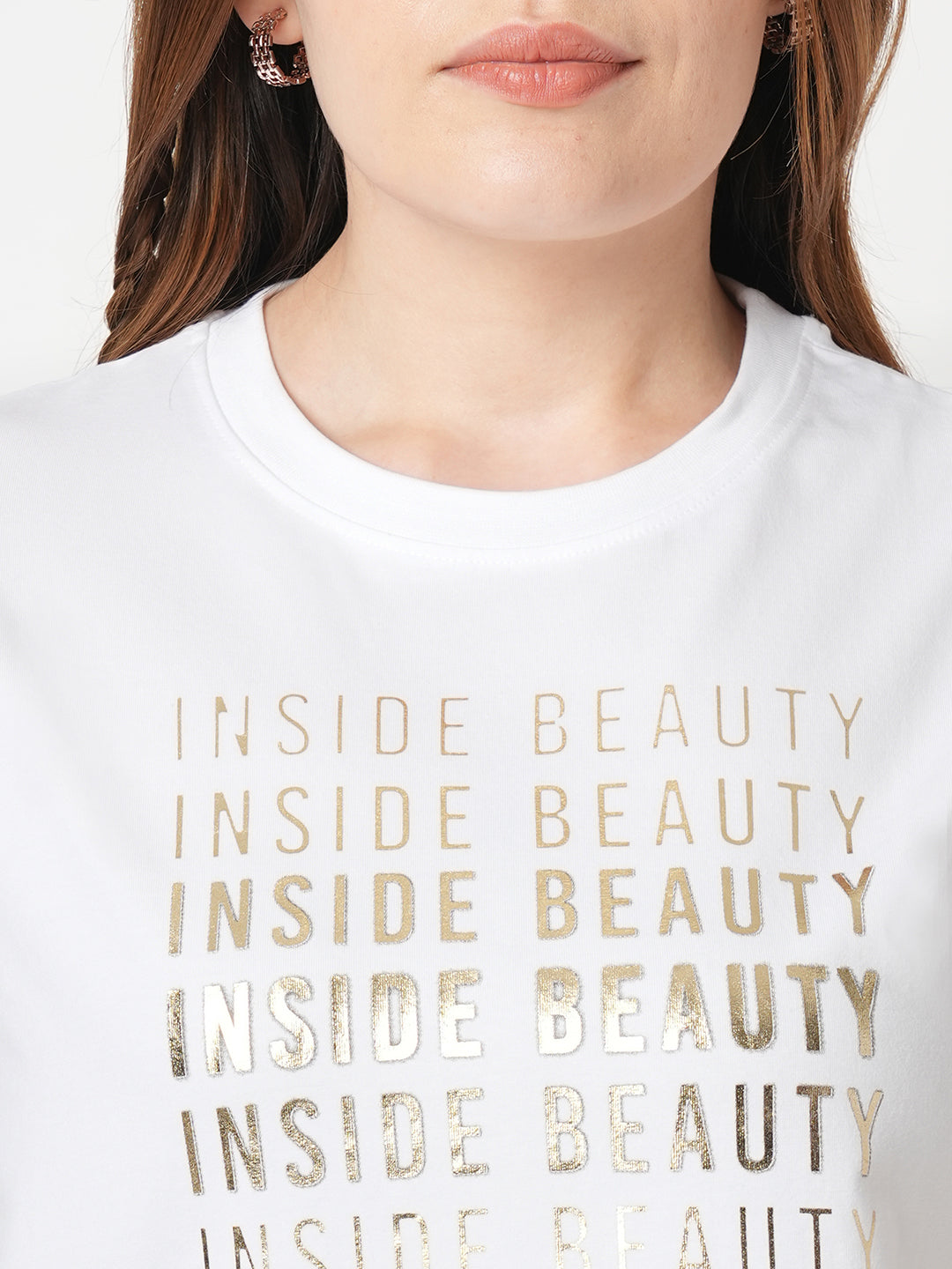 Women Slim Fit  White Boxy Graphic Tees