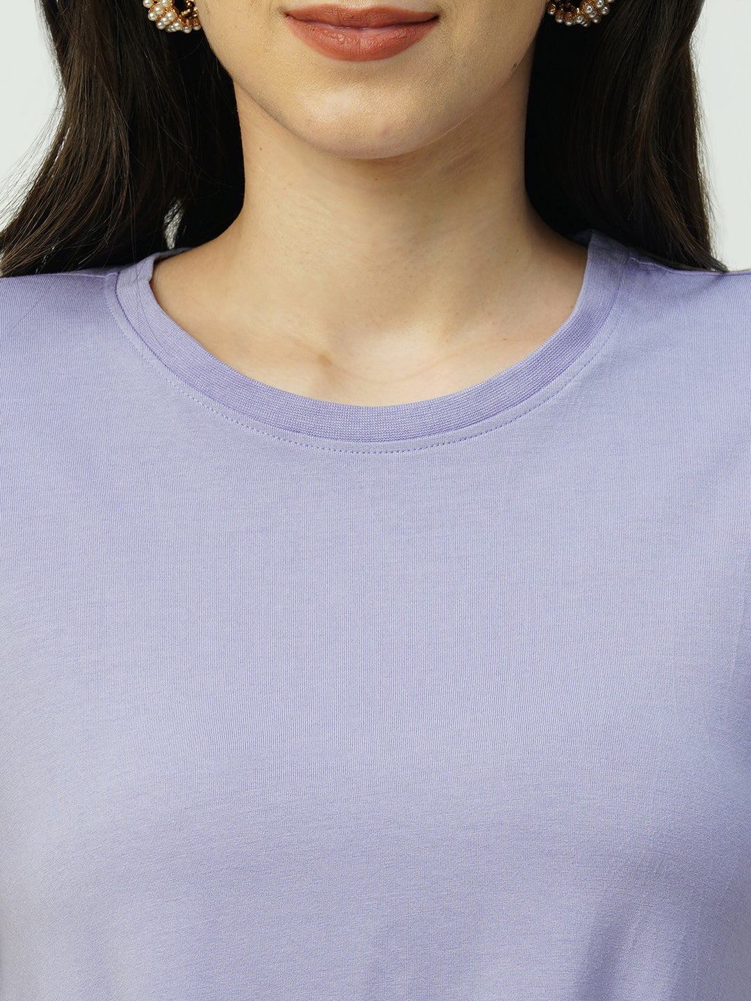 Women Lilac Tie-Up Crop T-Shirt