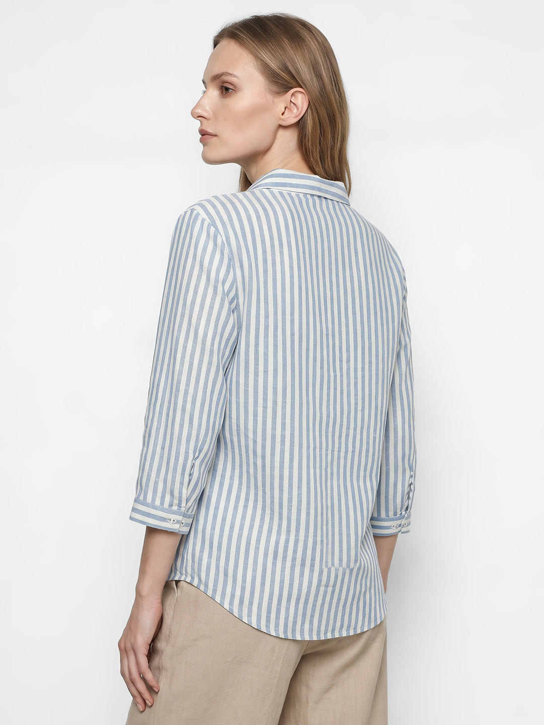 Women Blue/White Stripe Shirt