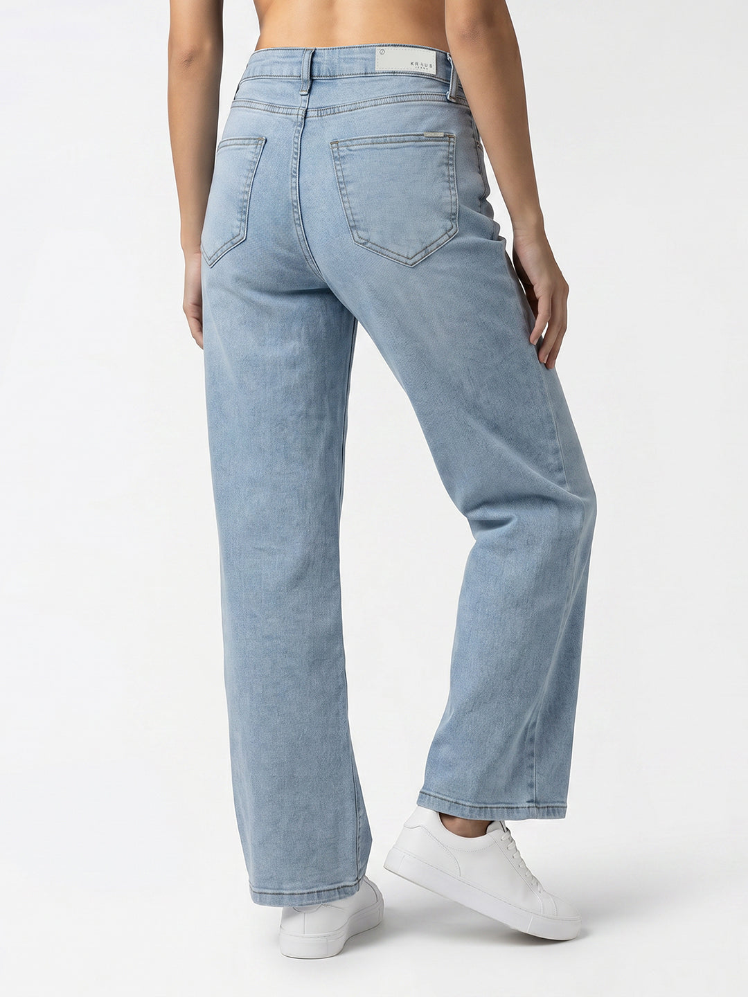 Women Light Blue High-Rise Crop Wide Leg Jeans