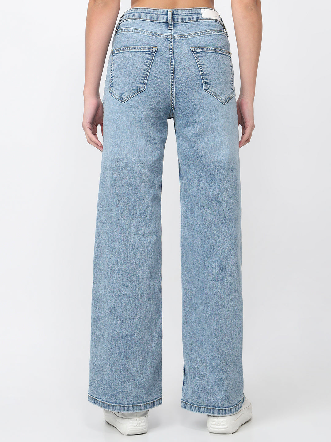 Women Blue High-Rise Super Wide Leg Jeans
