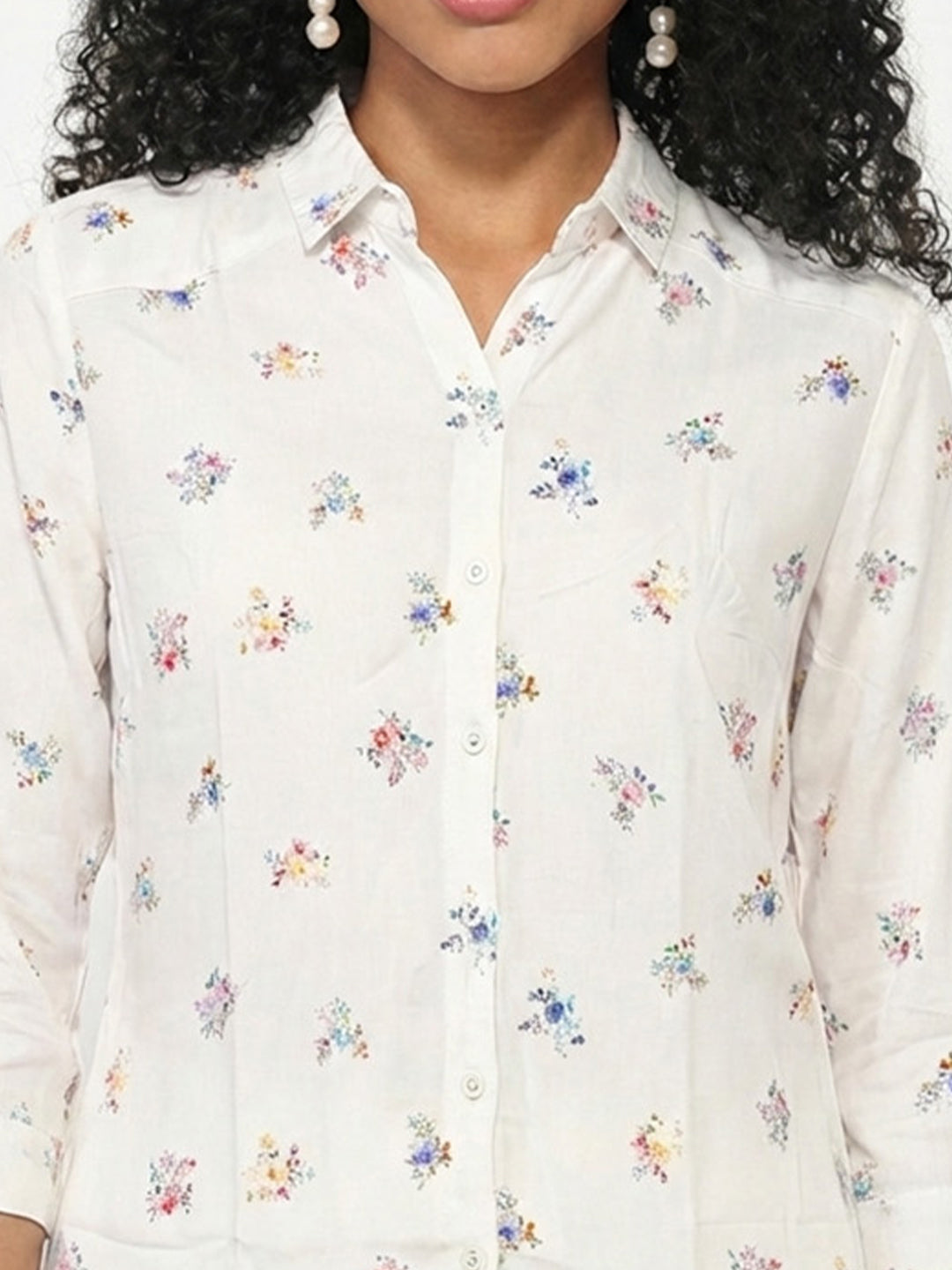 Women Off White Slim Fit Shirt