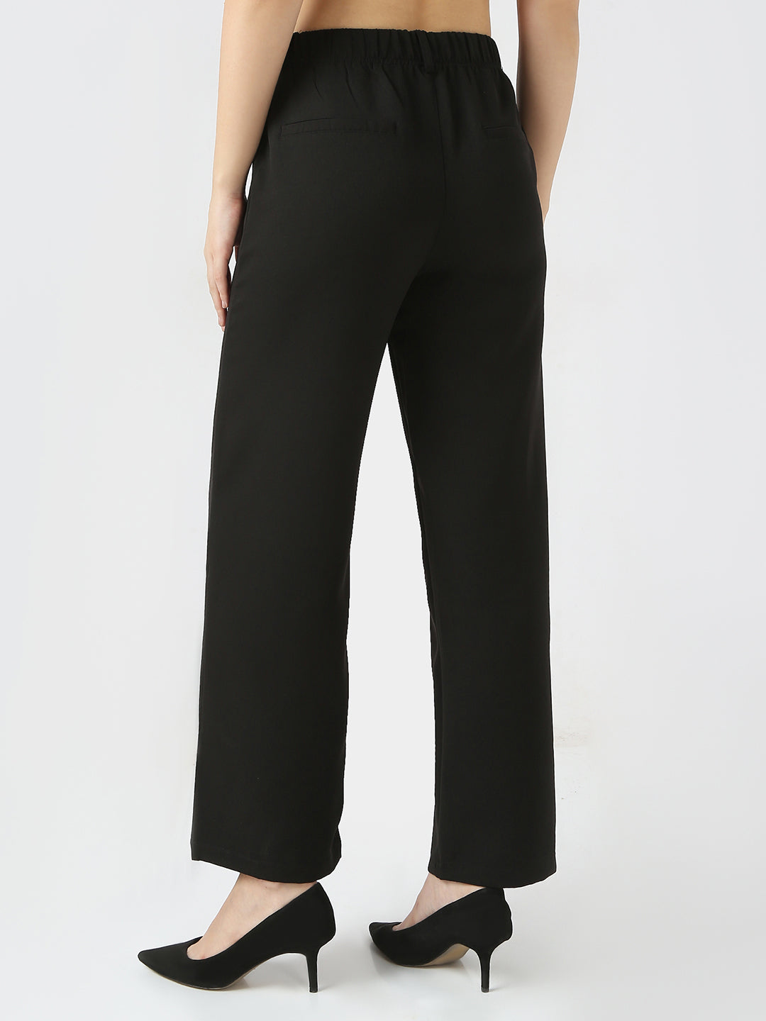 Women Black Wide Leg Trousers