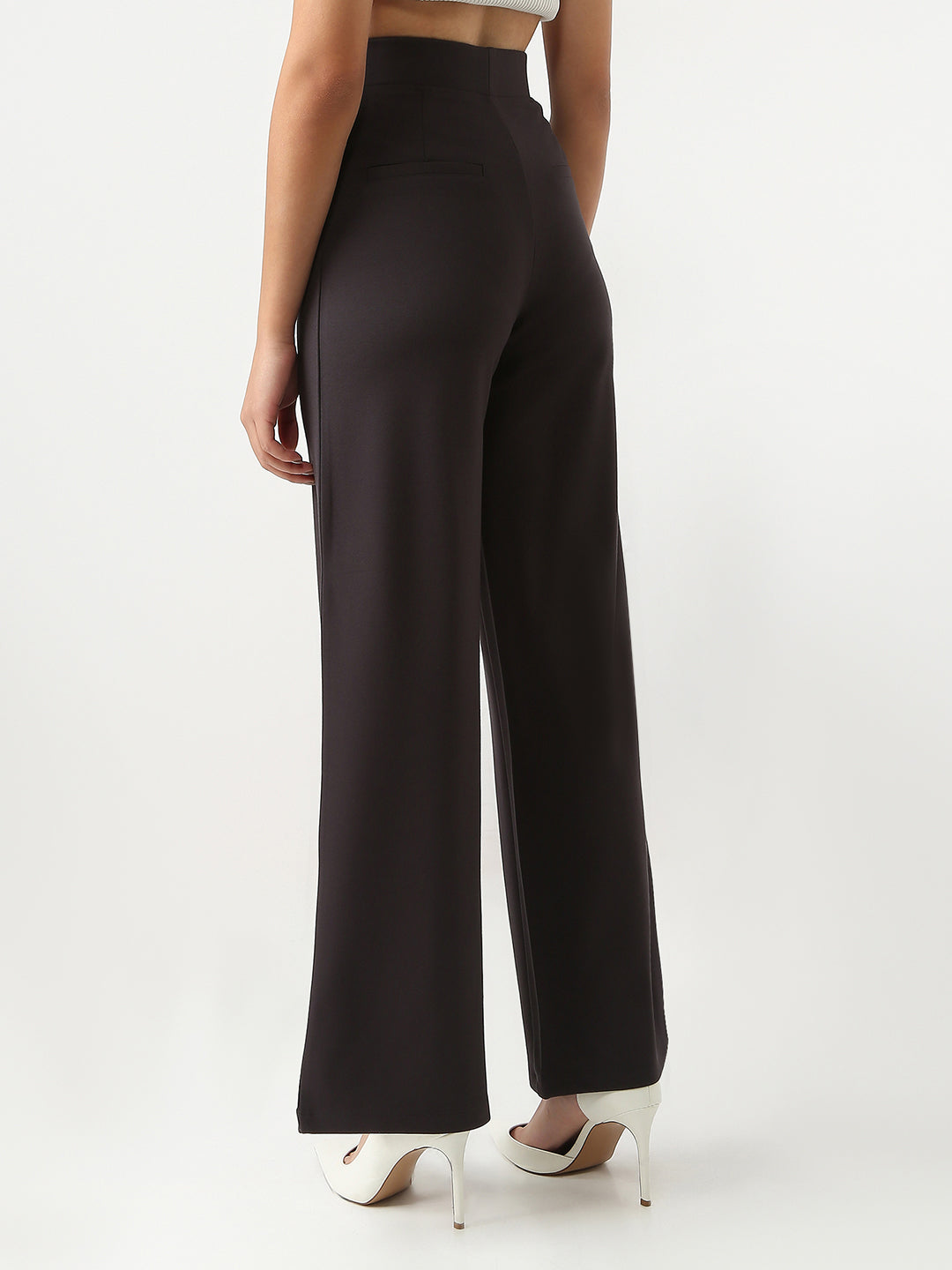 Women Charcoal Wide Leg Treggings