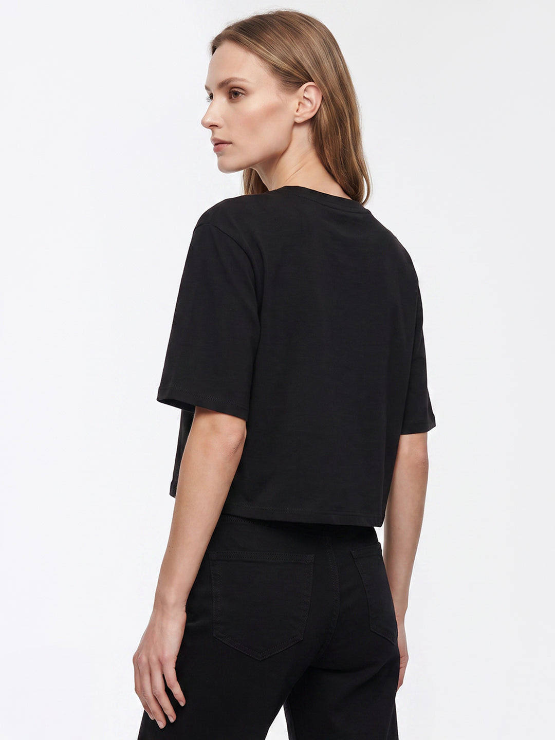 Women Black Graphic Genz Tees