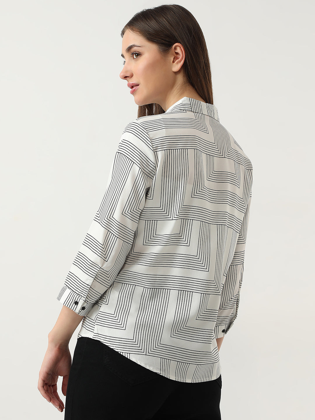 Women Black/White Printed Shirt