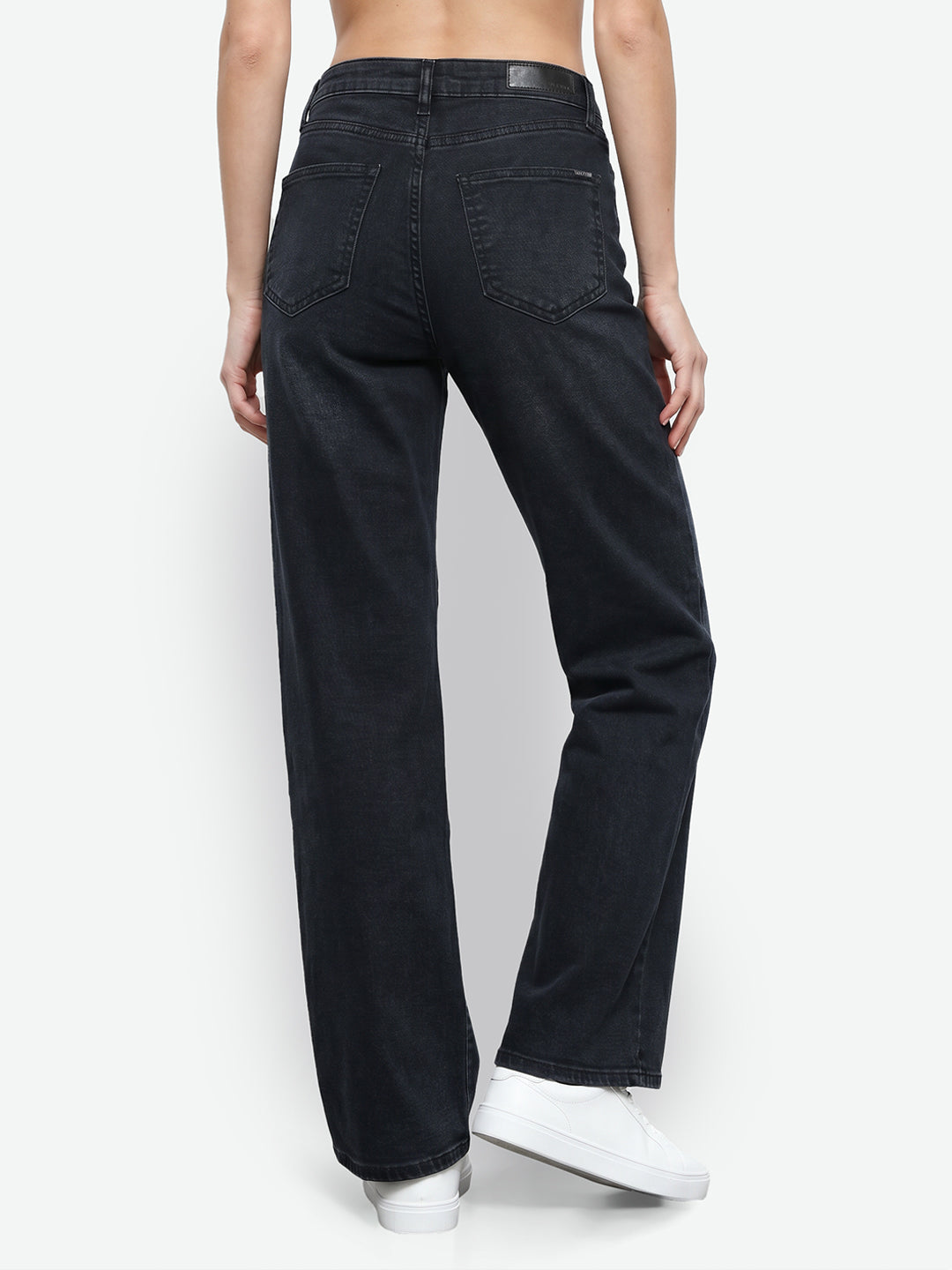 Women Dark Blue High-Rise Straight Fit Jeans
