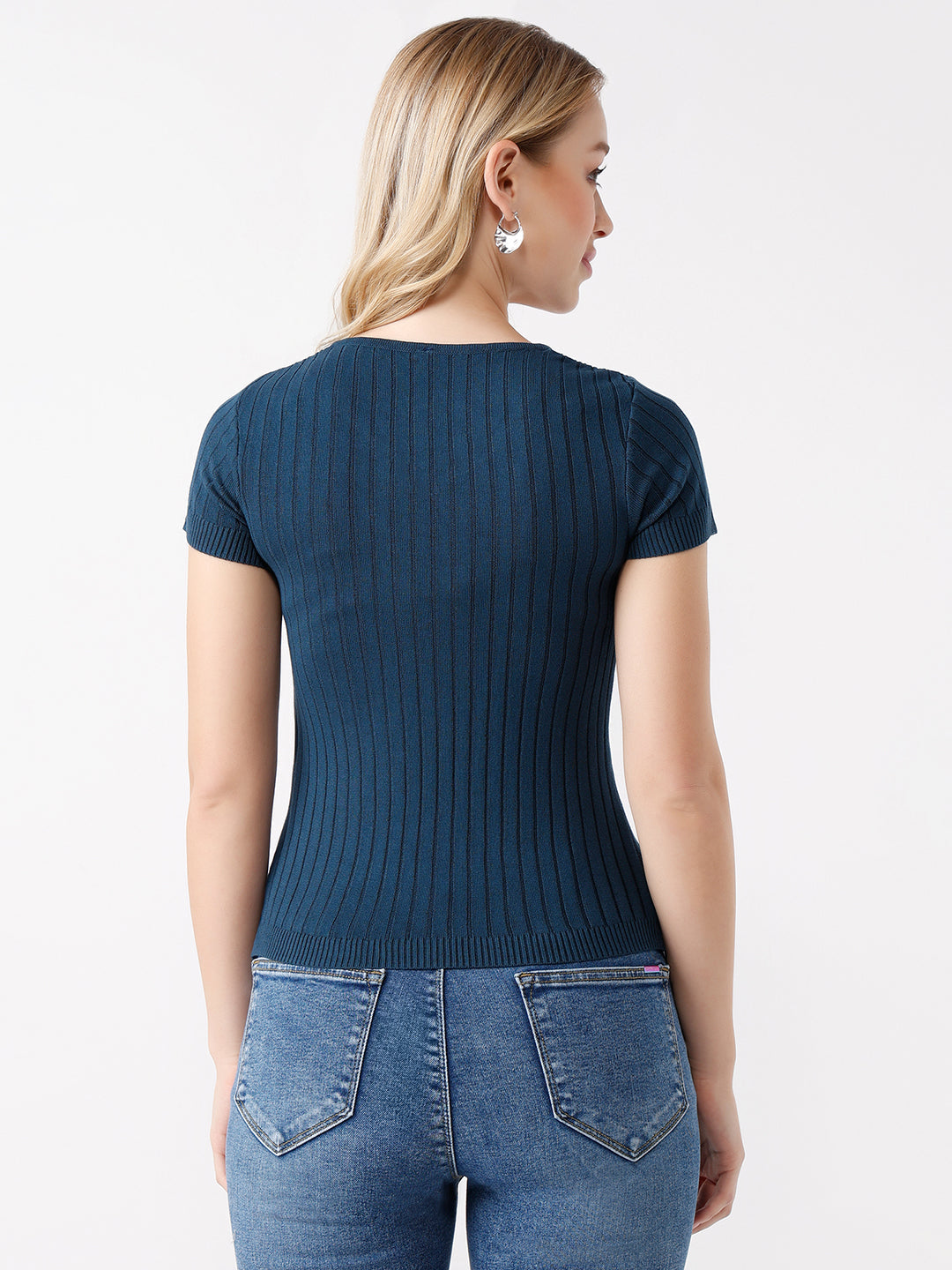 Women Ribbed Flat Knit Top