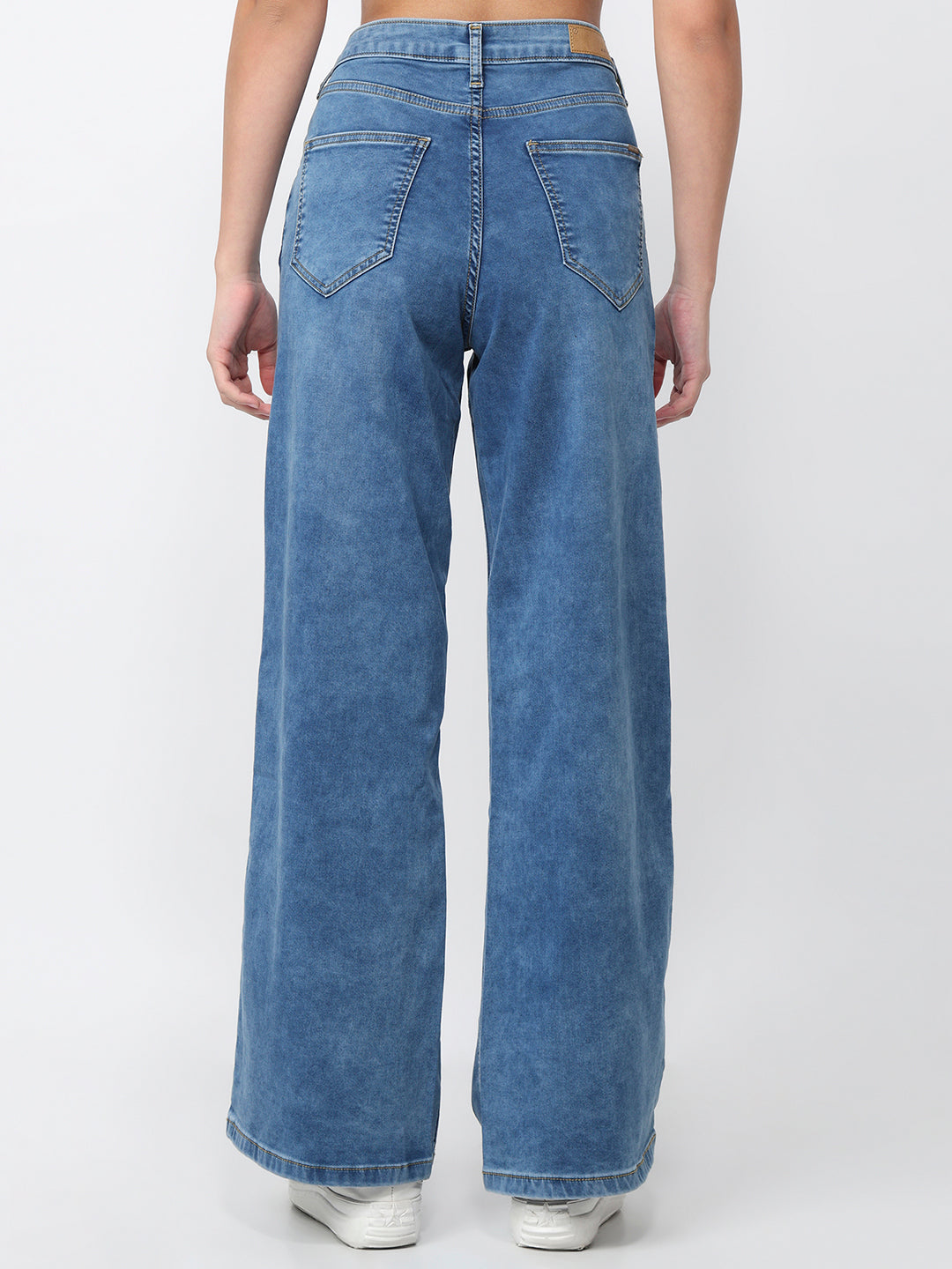Women Blue Super Wide Leg Jeans
