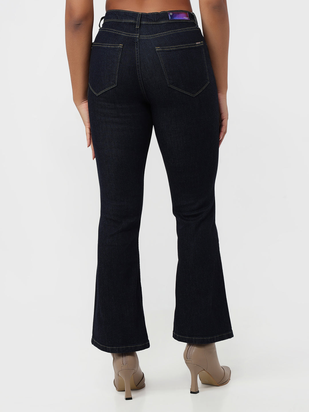 Dark Blue High-Rise Flare Jeans