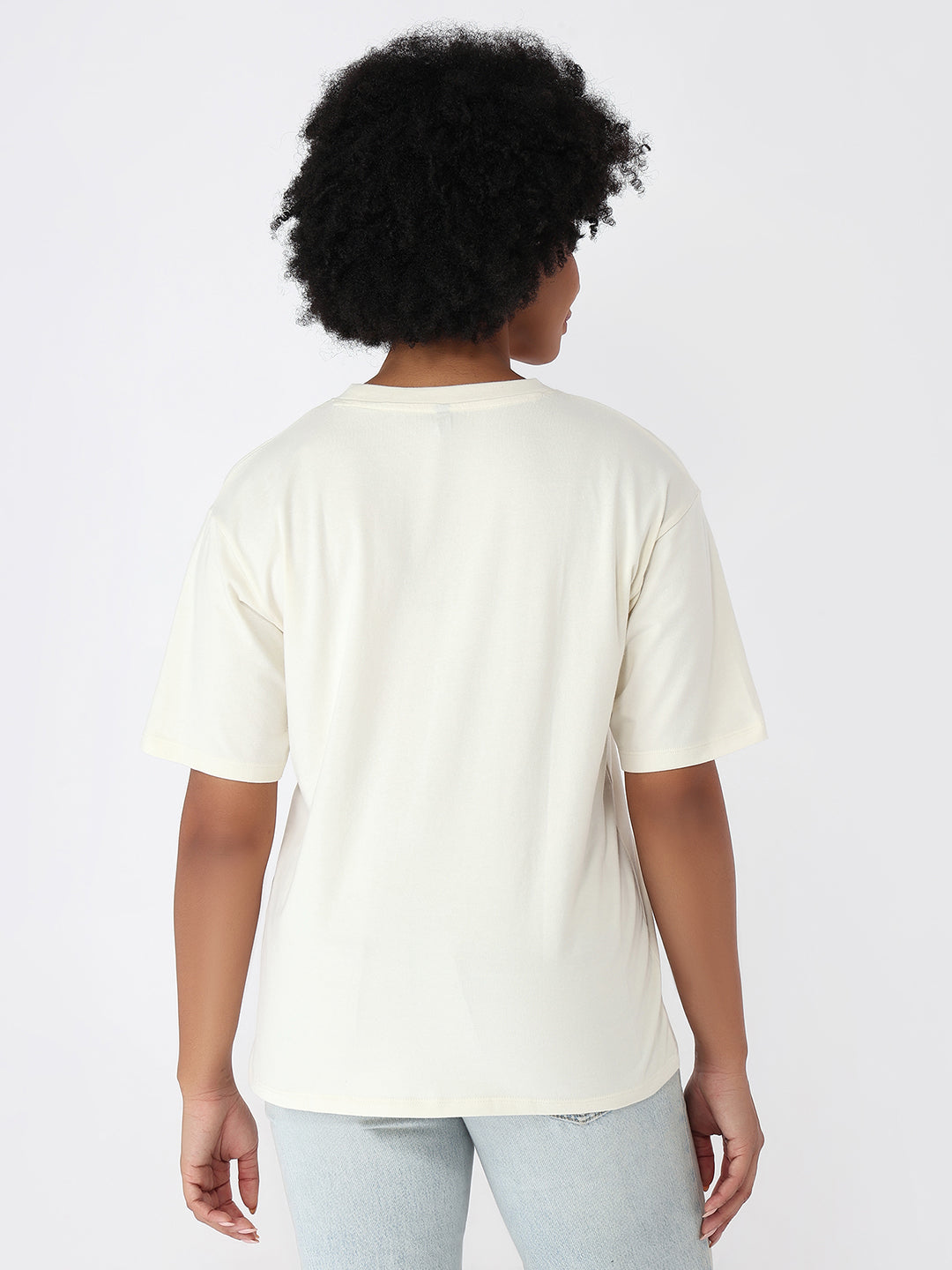 Women Ivory Slim Fit Oversized T-Shirt