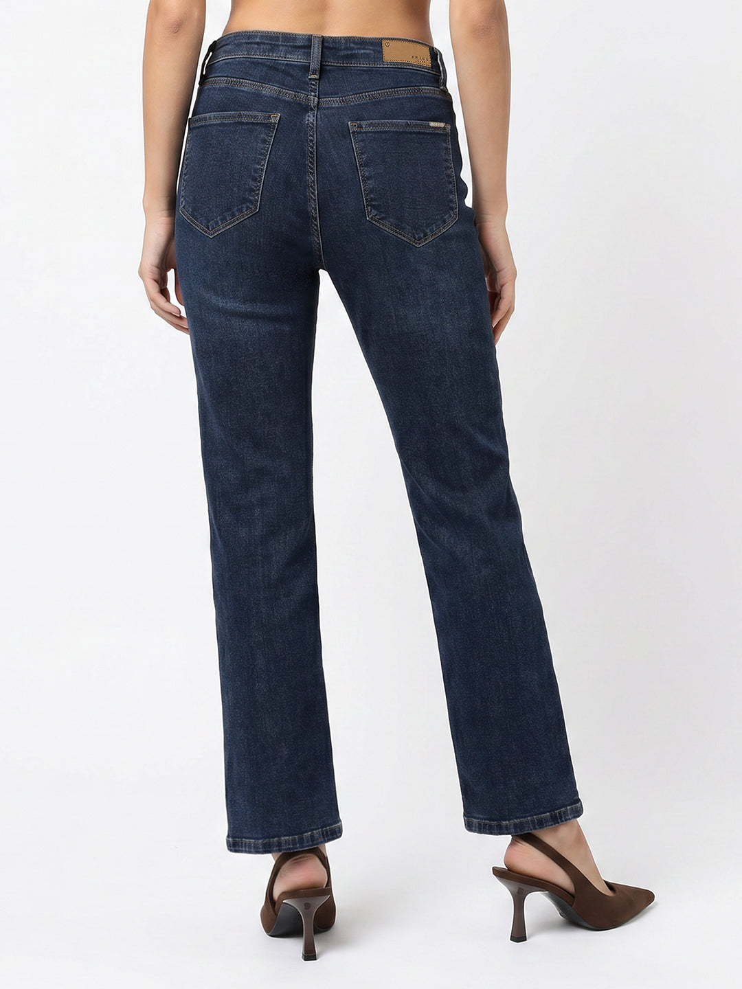 Women Blue High-Rise Crop Flare Jeans