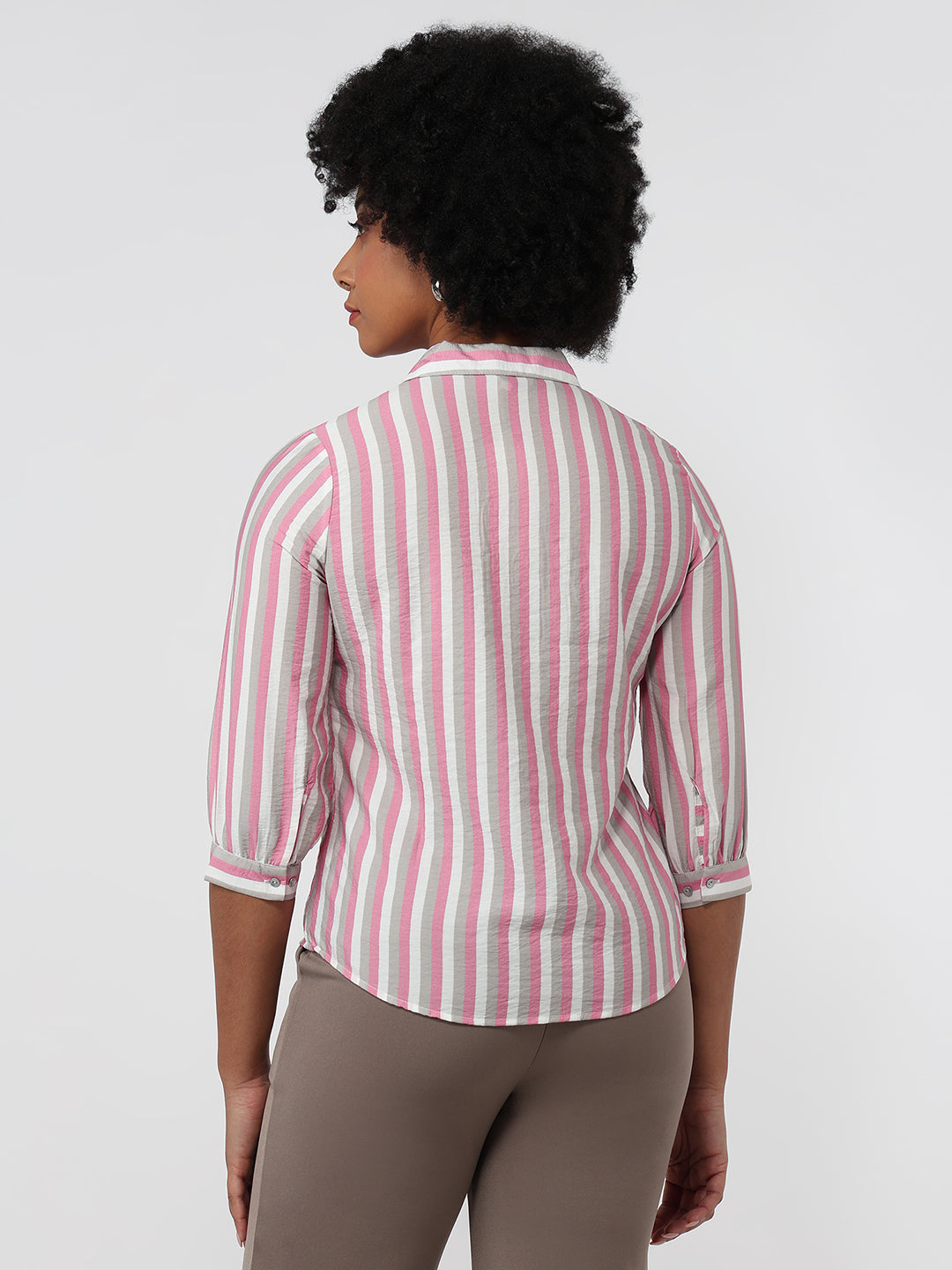 Women Pink/Cement Slim Fit Shirt
