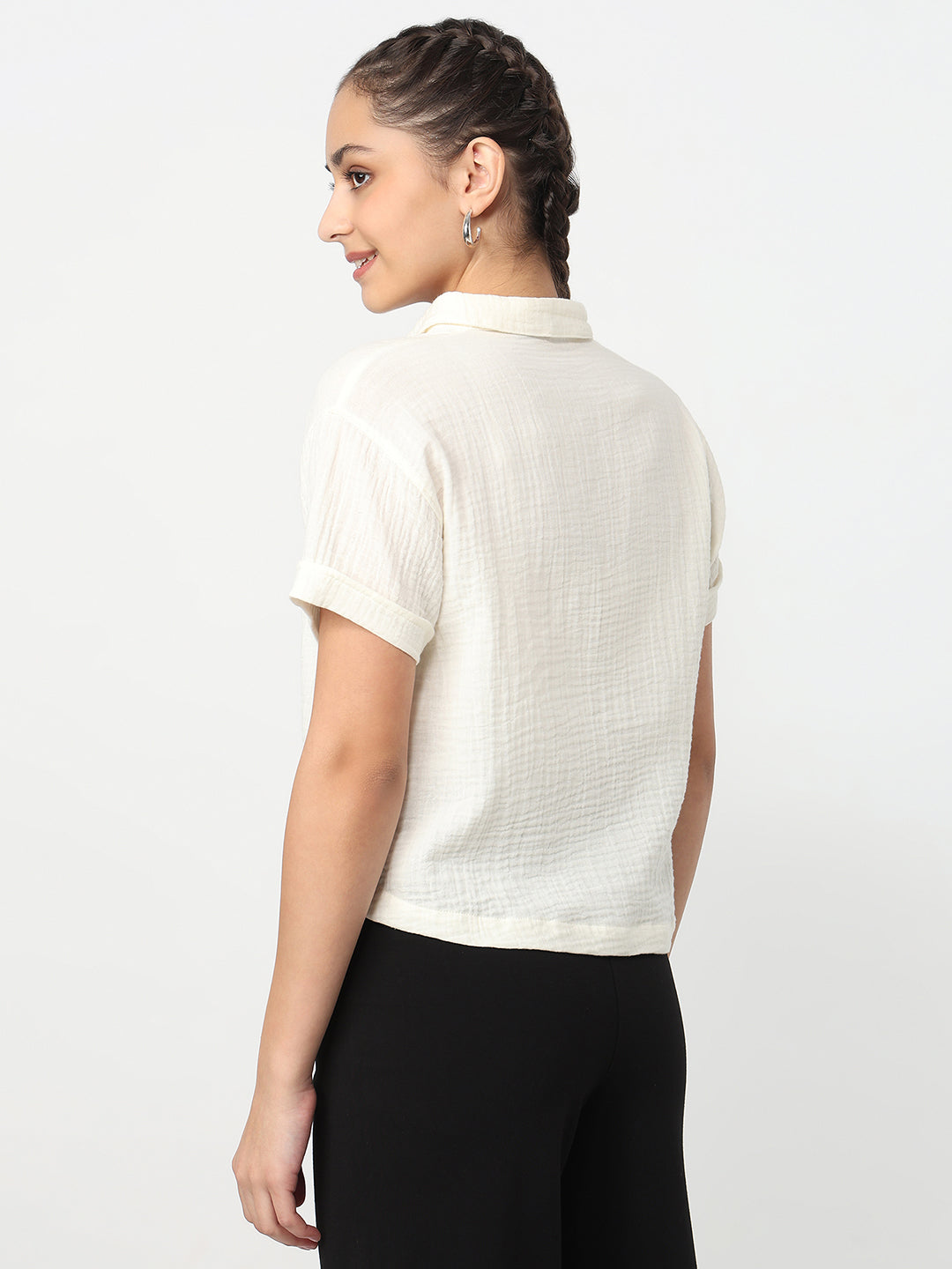 Women Ivory Crop Shirt
