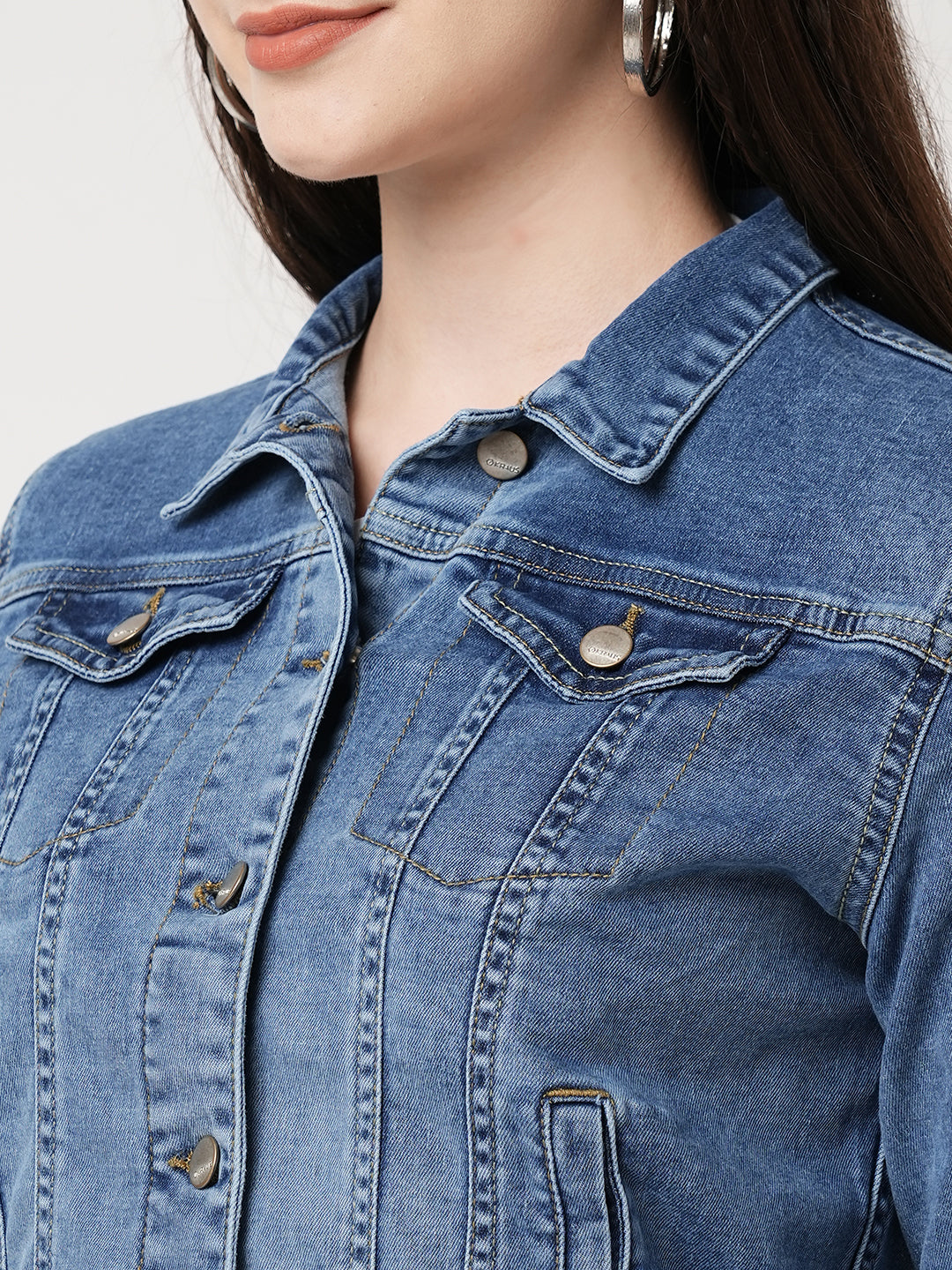 Women Blue Slim Fit Denim Jacket